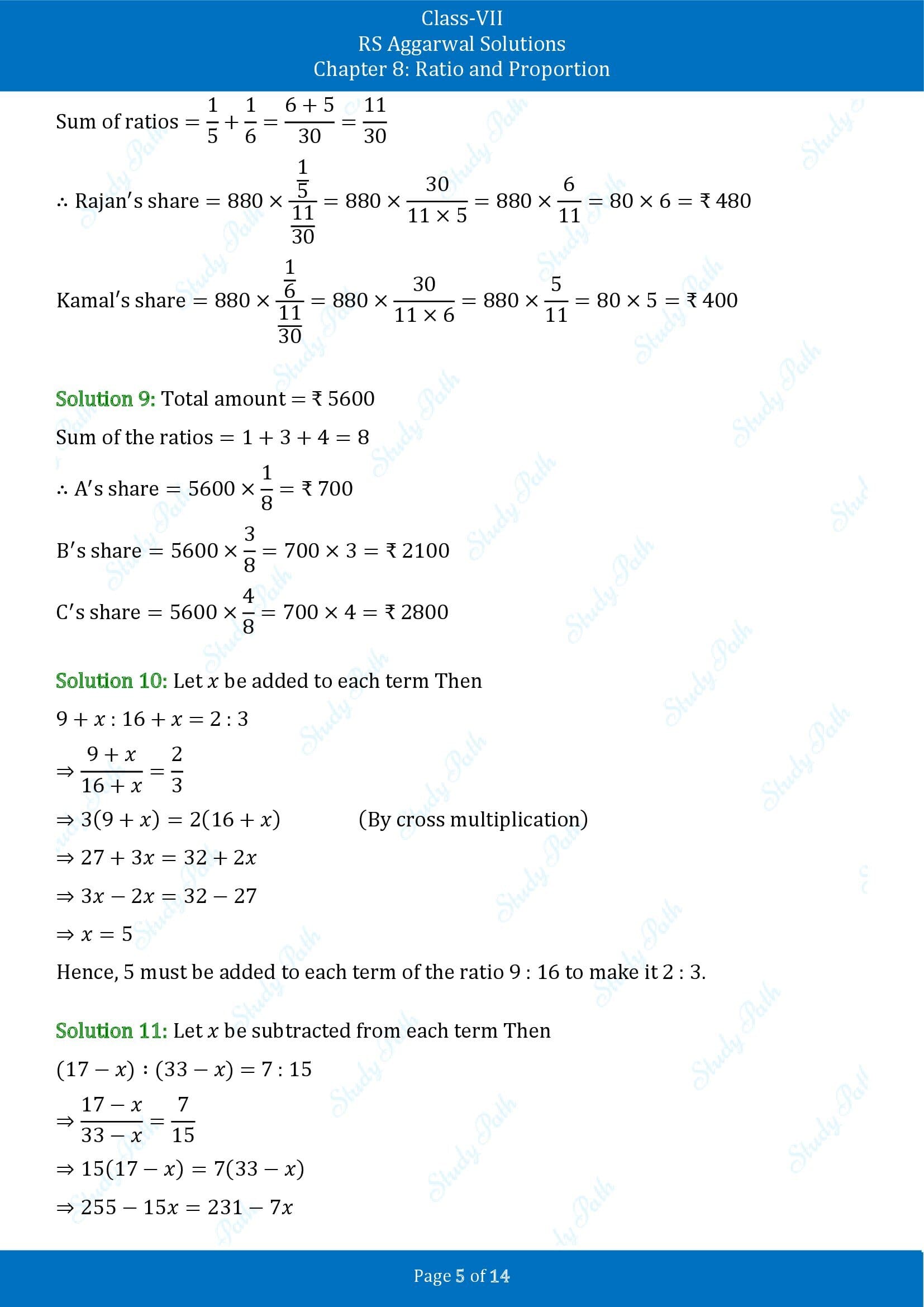 RS Aggarwal Solutions Class 7 Chapter 8 Ratio and Proportion Exercise 8A 00005