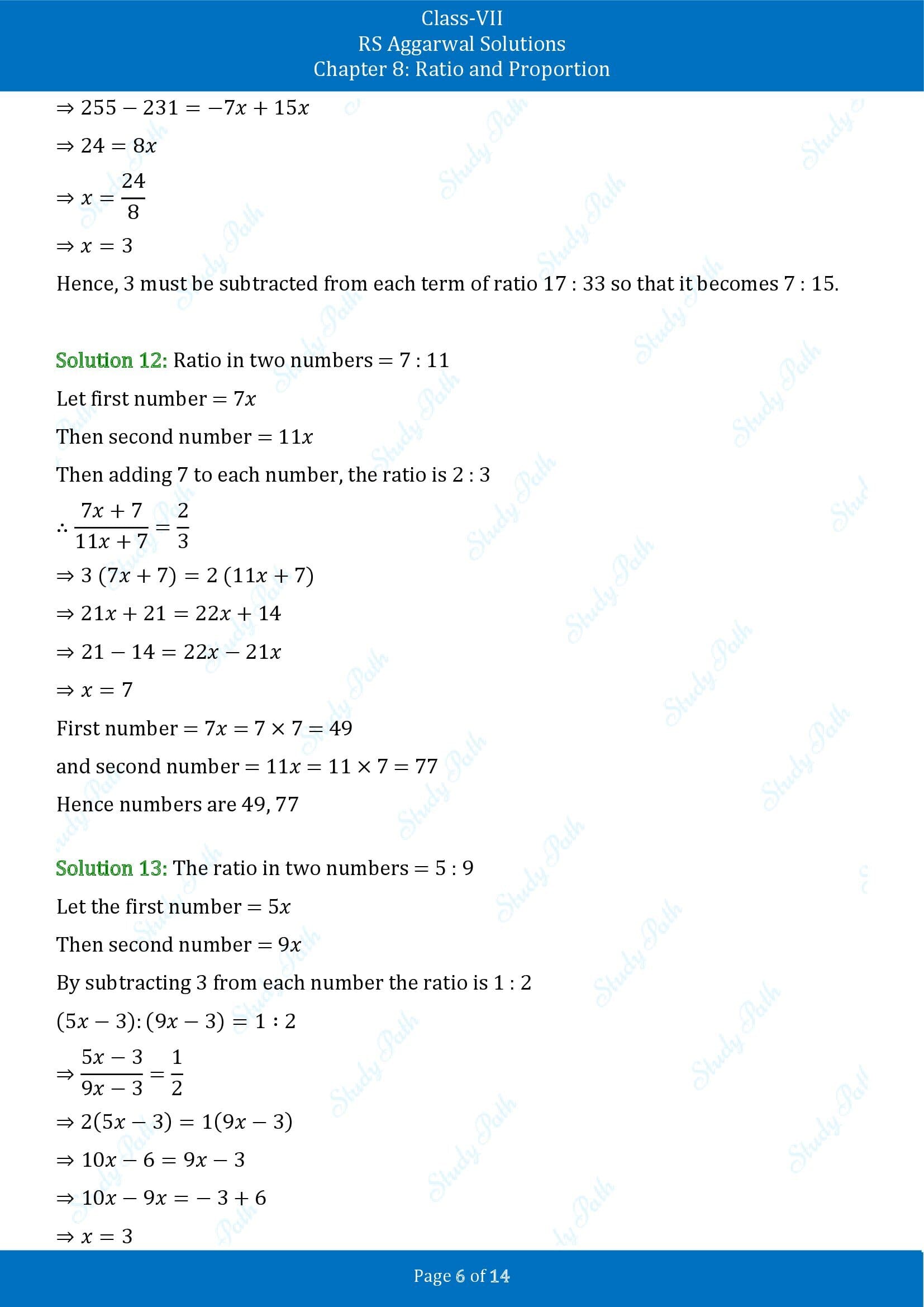 RS Aggarwal Solutions Class 7 Chapter 8 Ratio and Proportion Exercise 8A 00006