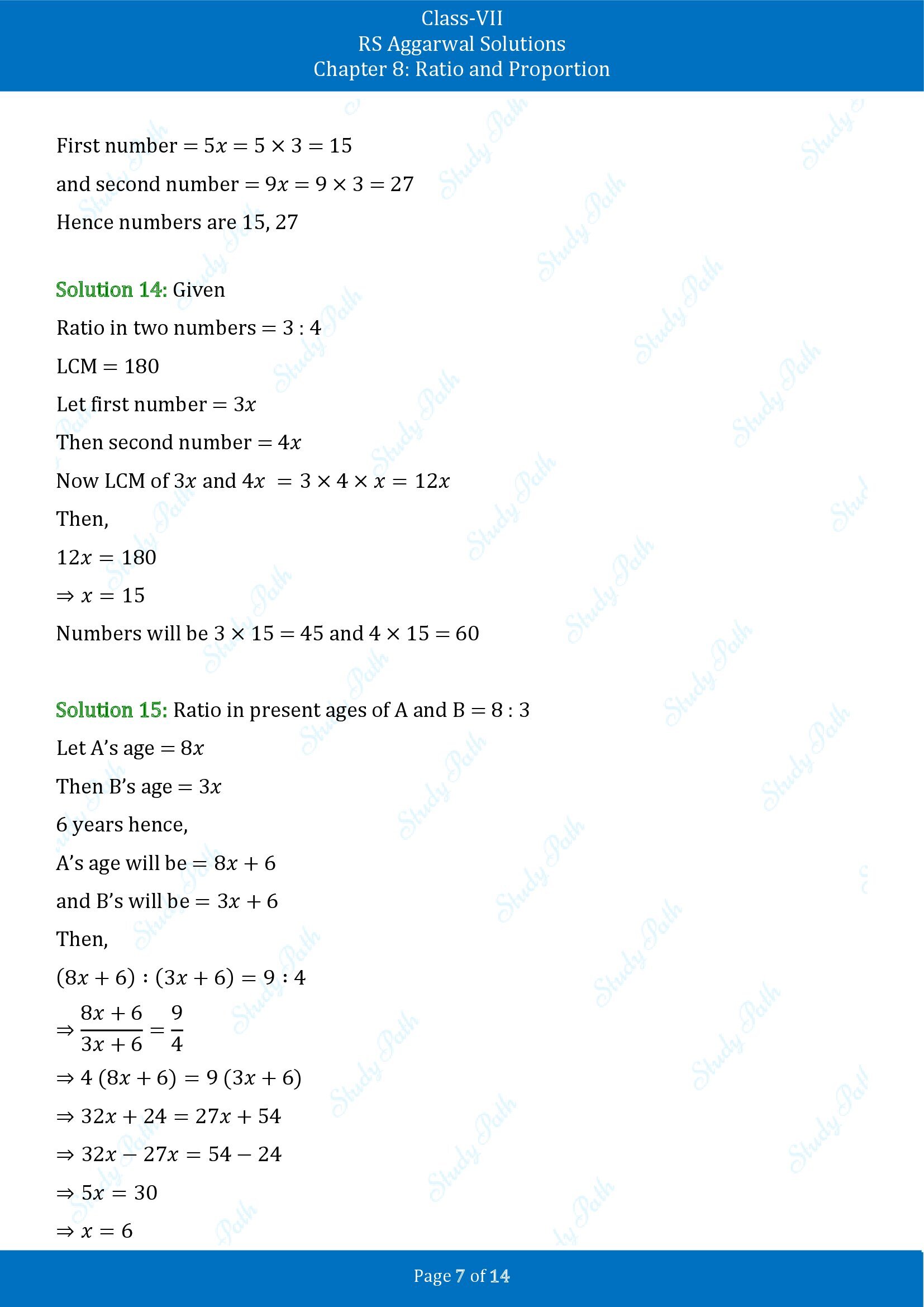 RS Aggarwal Solutions Class 7 Chapter 8 Ratio and Proportion Exercise 8A 00007