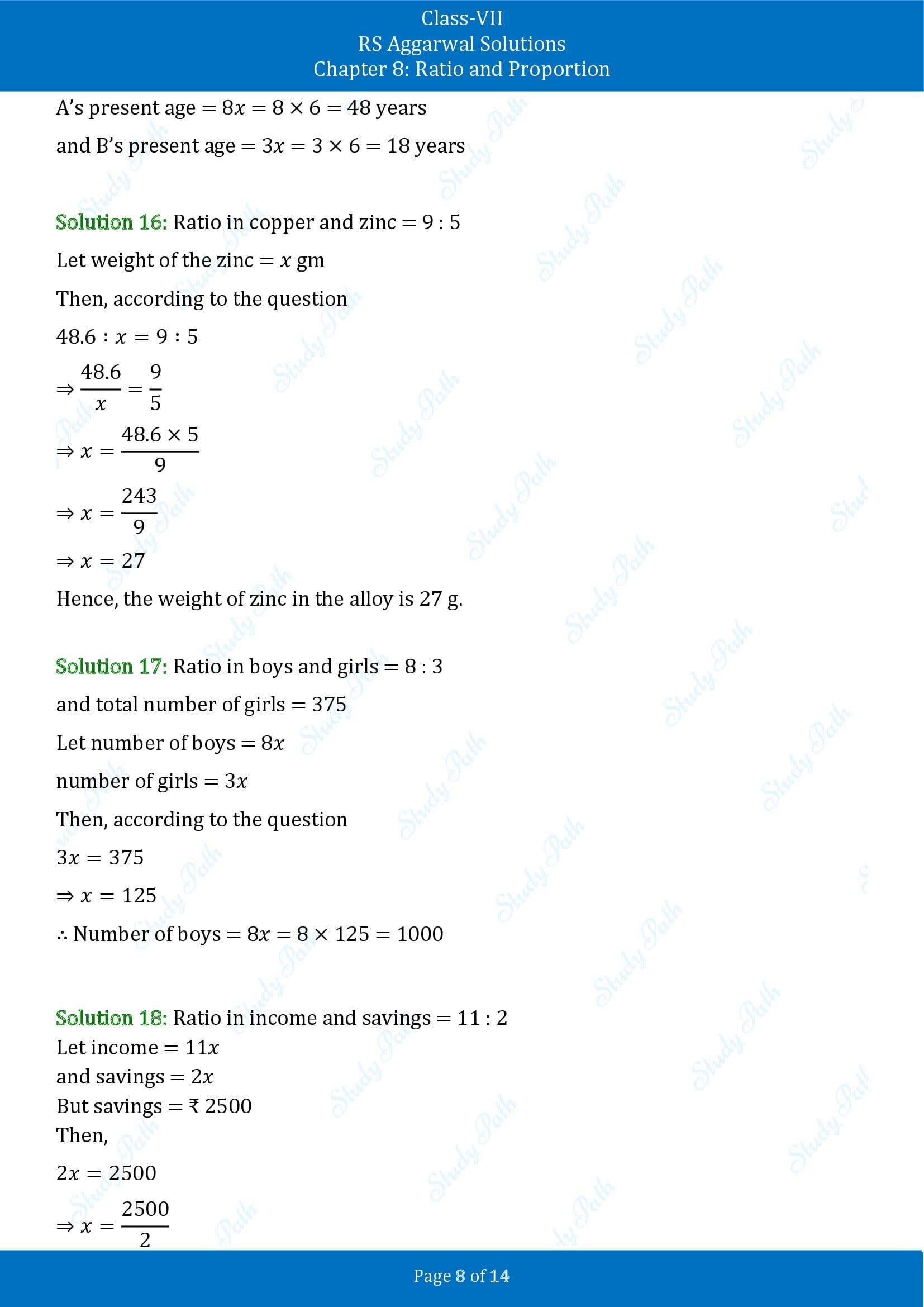 RS Aggarwal Solutions Class 7 Chapter 8 Ratio and Proportion Exercise 8A 00008
