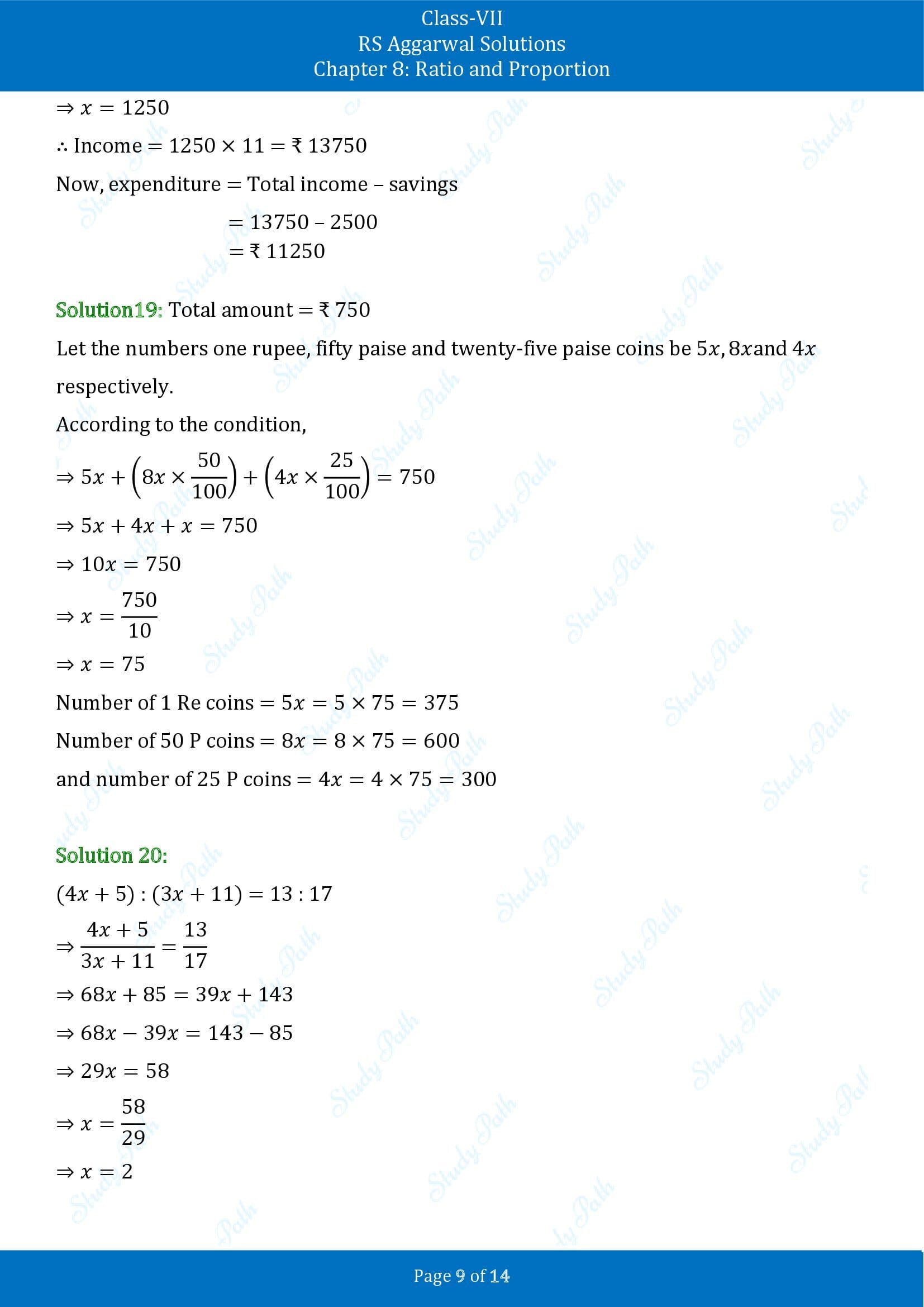 RS Aggarwal Solutions Class 7 Chapter 8 Ratio and Proportion Exercise 8A 00009
