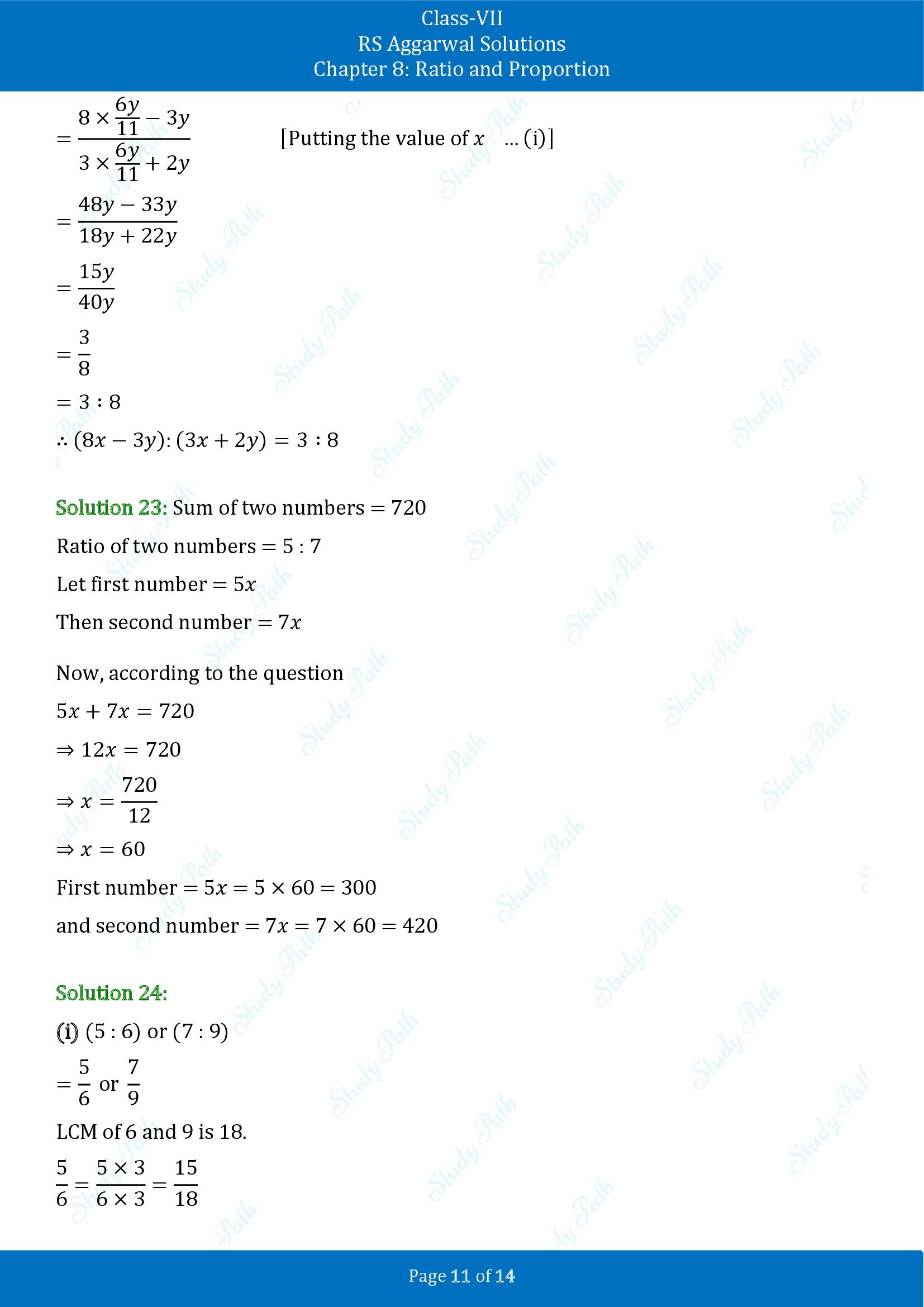RS Aggarwal Solutions Class 7 Chapter 8 Ratio and Proportion Exercise 8A 00011