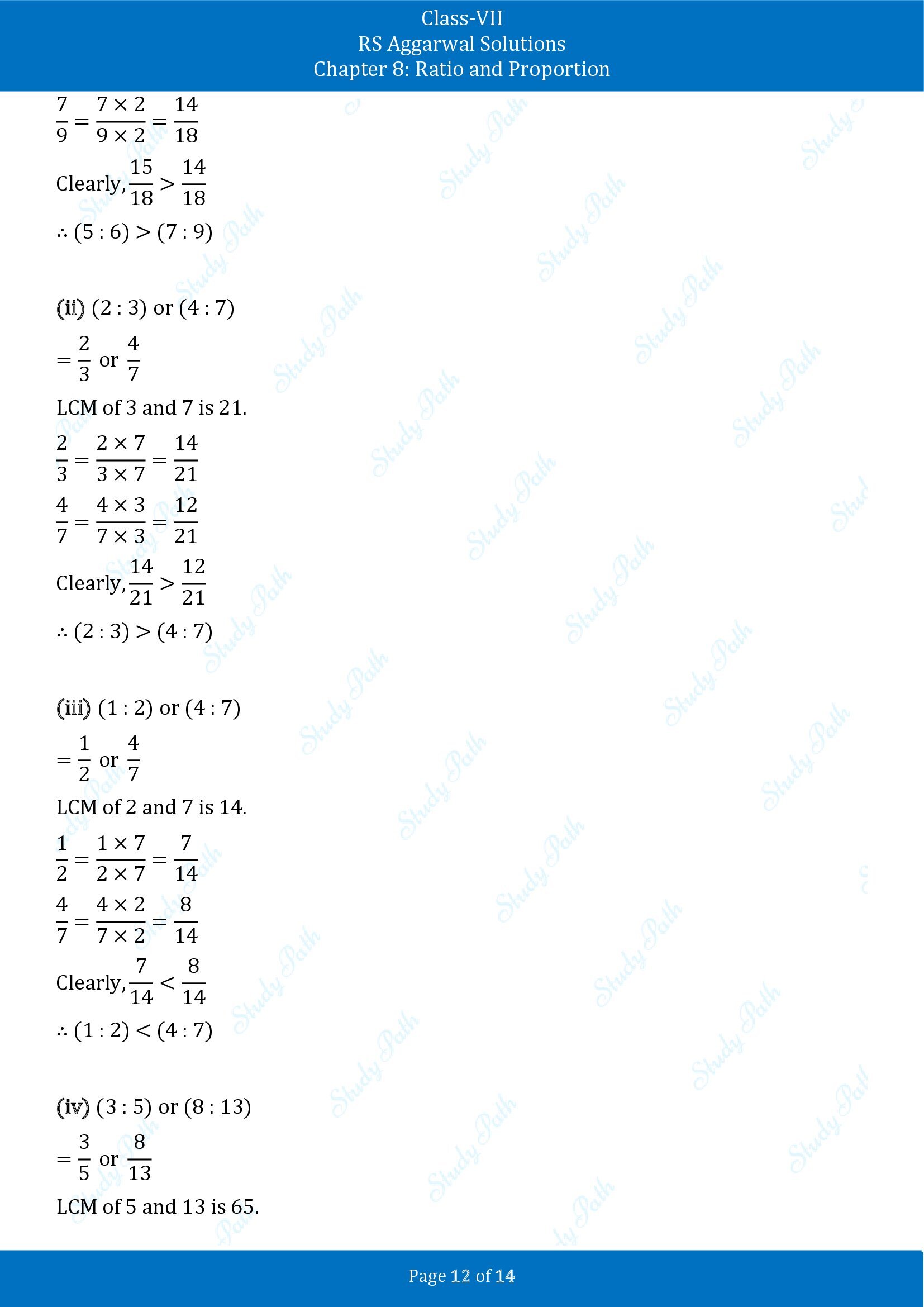 RS Aggarwal Solutions Class 7 Chapter 8 Ratio and Proportion Exercise 8A 00012