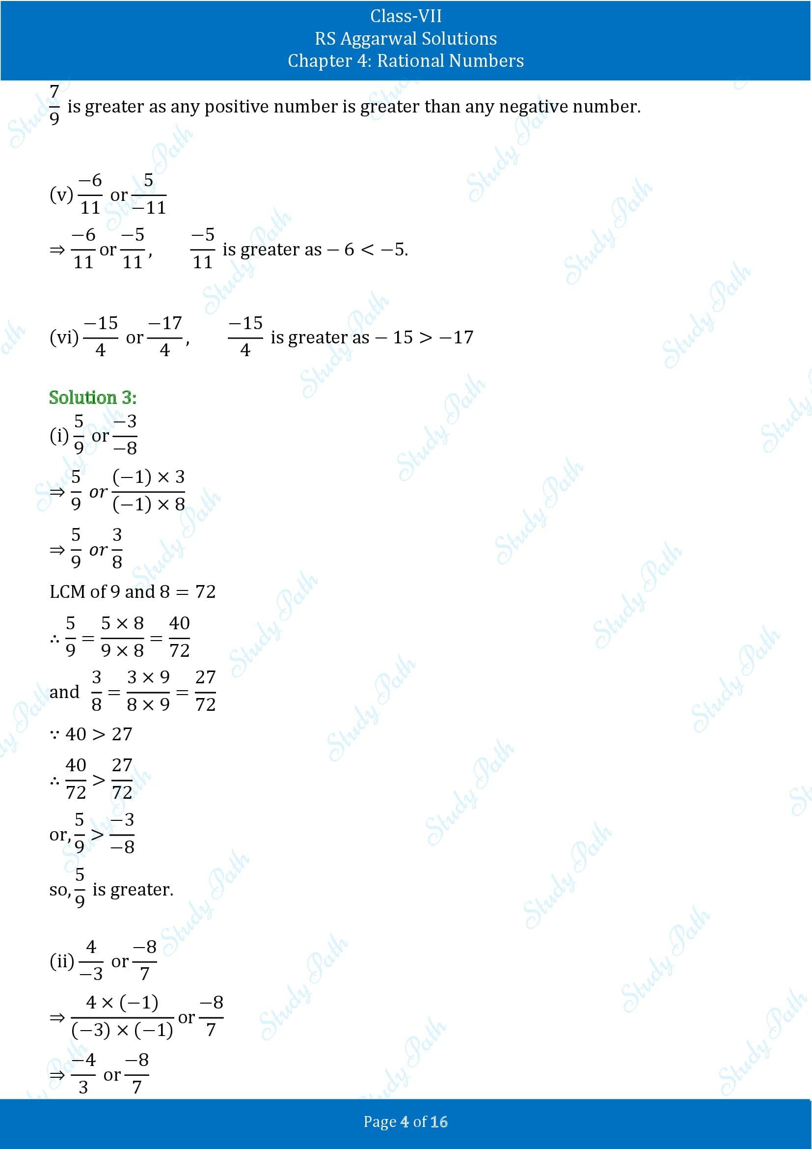 RS Aggarwal Solutions Class 7 Chapter 4 Rational Numbers Exercise 4B 00004