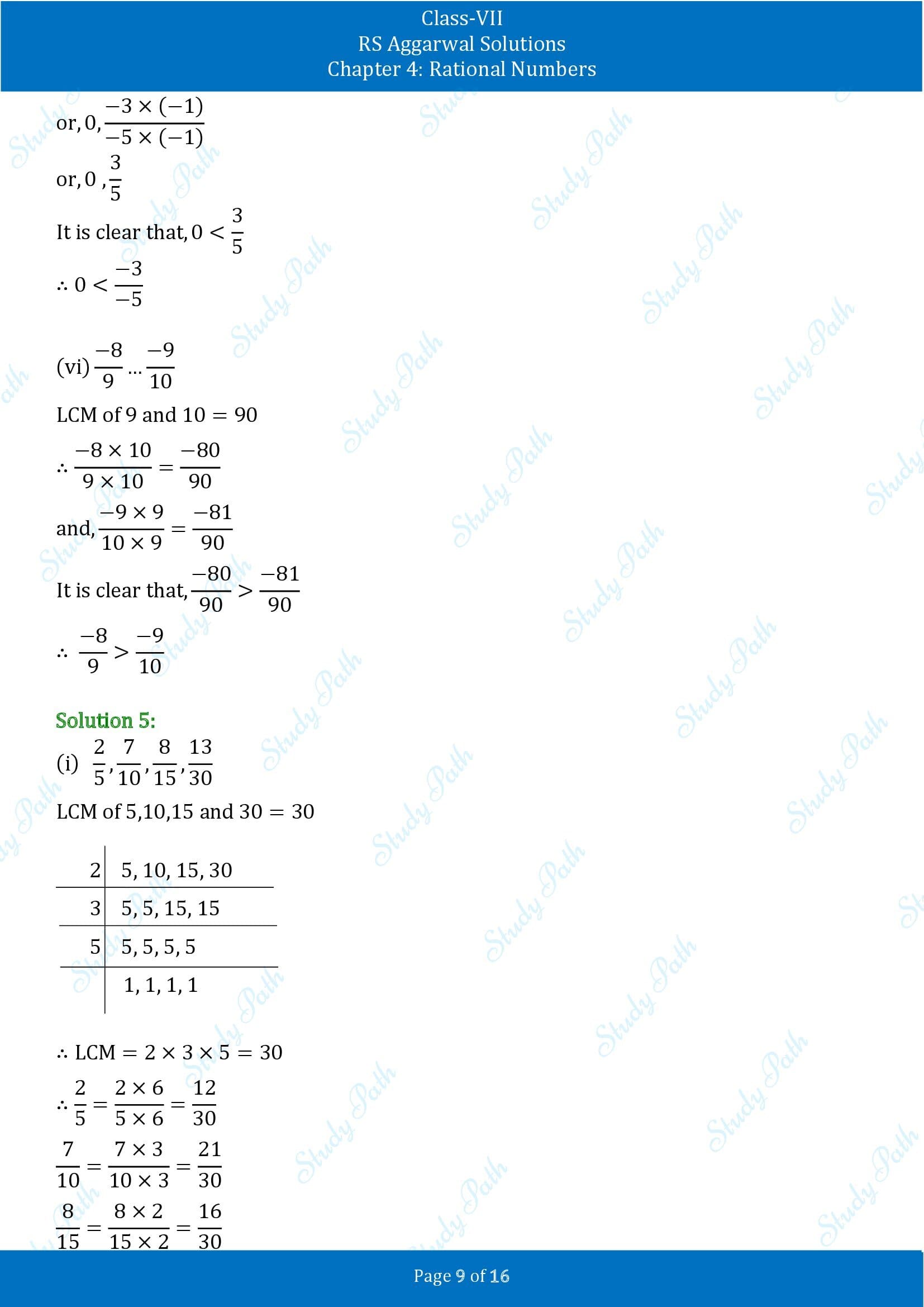 RS Aggarwal Solutions Class 7 Chapter 4 Rational Numbers Exercise 4B 00009