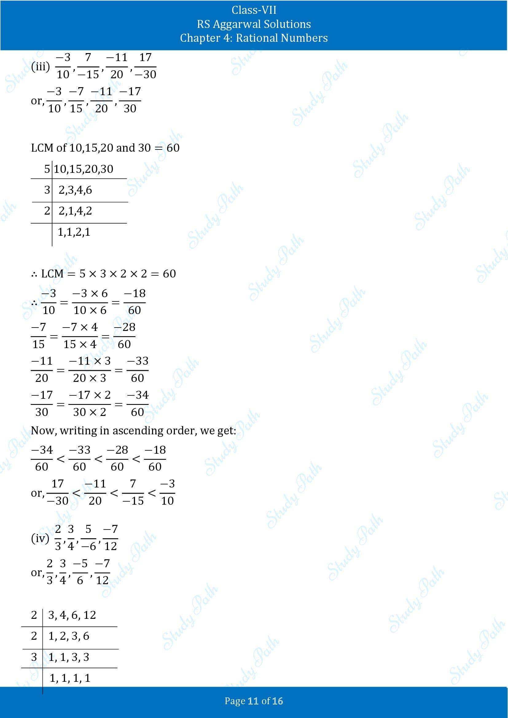 RS Aggarwal Solutions Class 7 Chapter 4 Rational Numbers Exercise 4B 00011