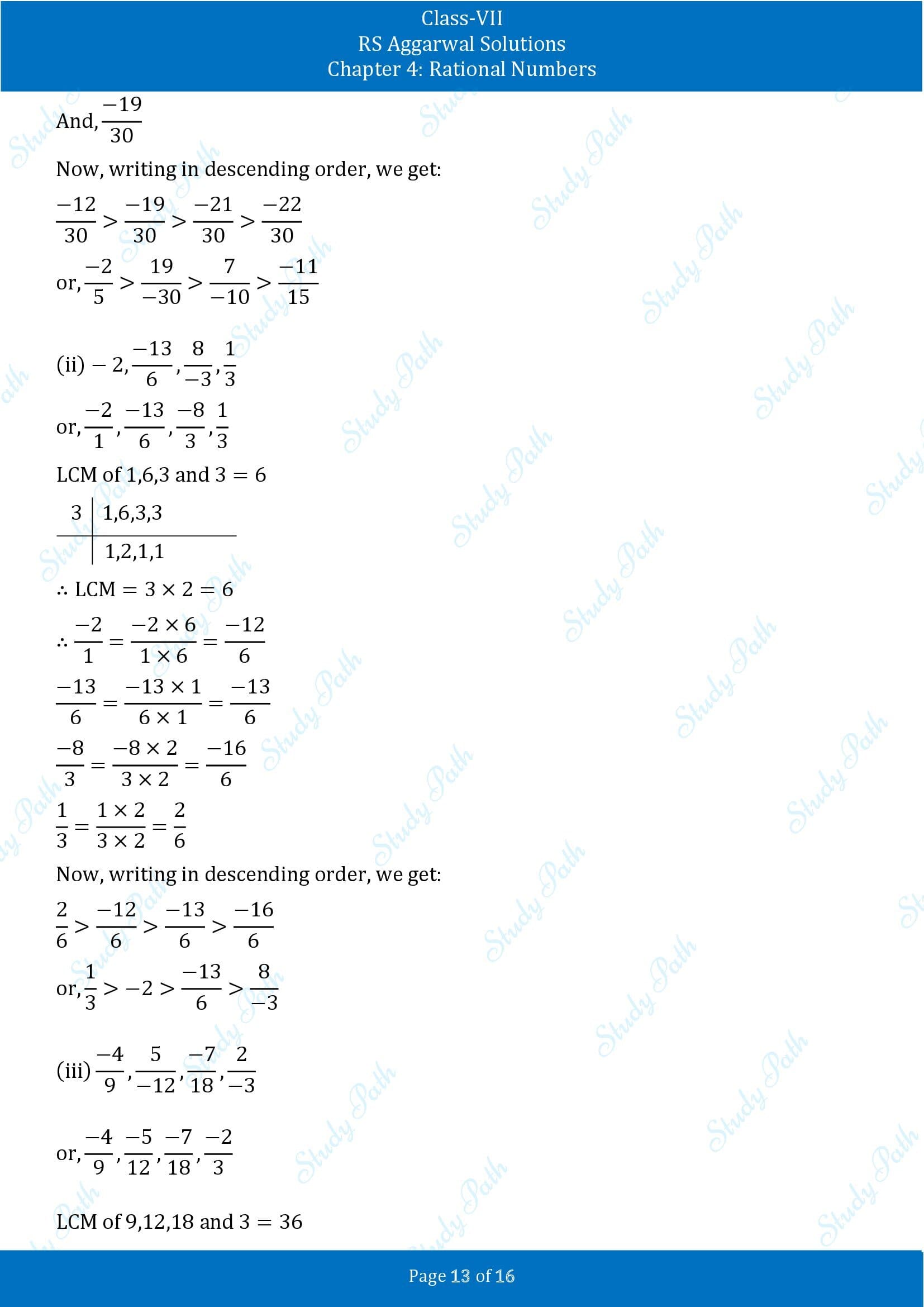 RS Aggarwal Solutions Class 7 Chapter 4 Rational Numbers Exercise 4B 00013