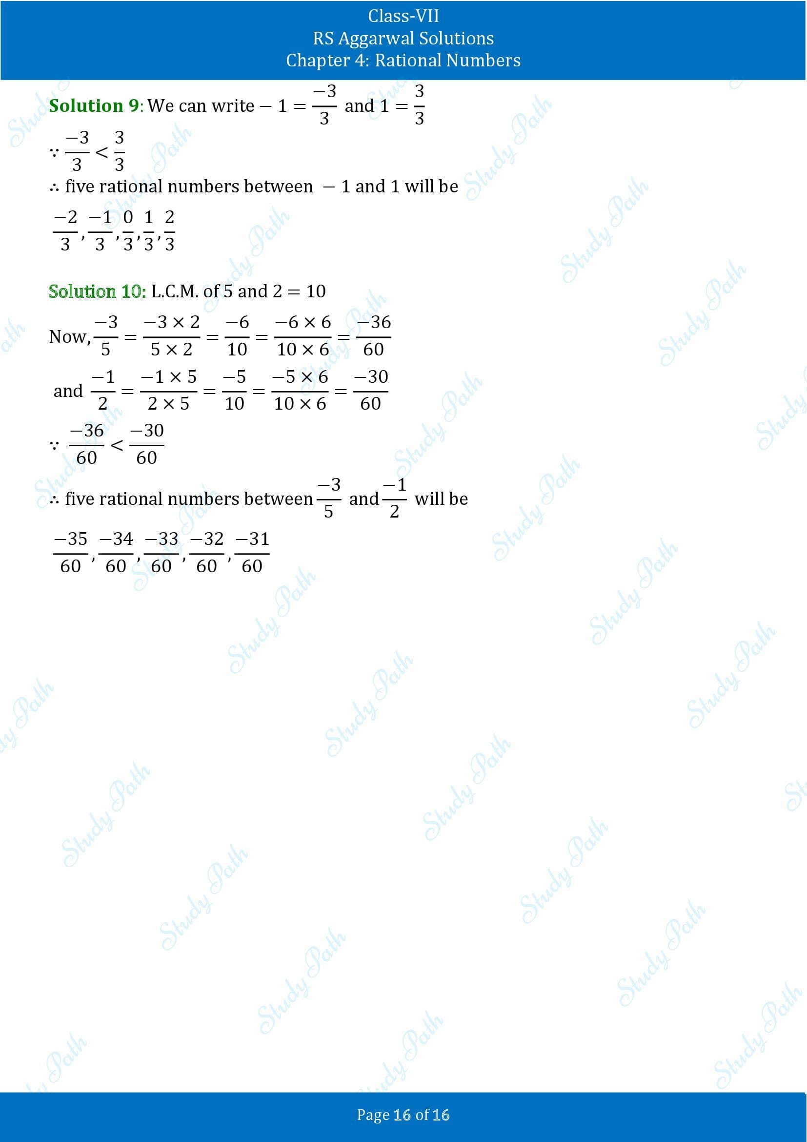 RS Aggarwal Solutions Class 7 Chapter 4 Rational Numbers Exercise 4B 00016