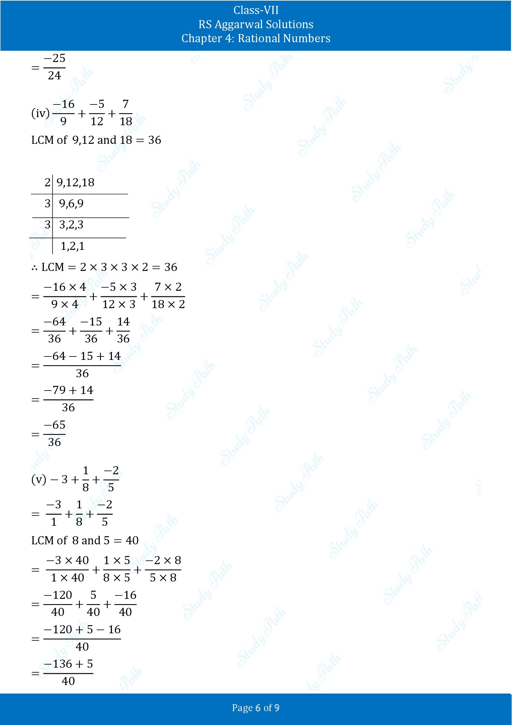 RS Aggarwal Solutions Class 7 Chapter 4 Rational Numbers Exercise 4C 00006