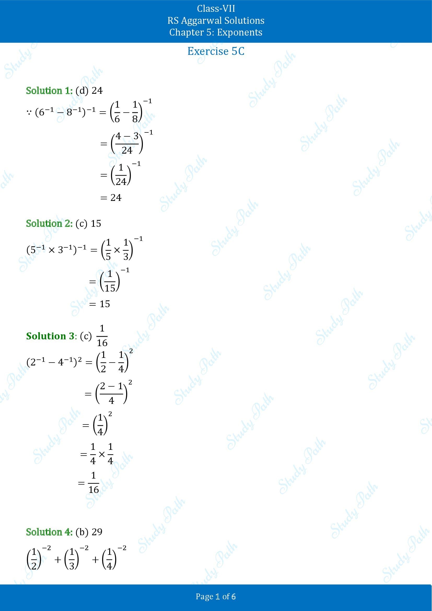 RS Aggarwal Solutions Class 7 Chapter 5 Exponents Exercise 5C MCQ 00001