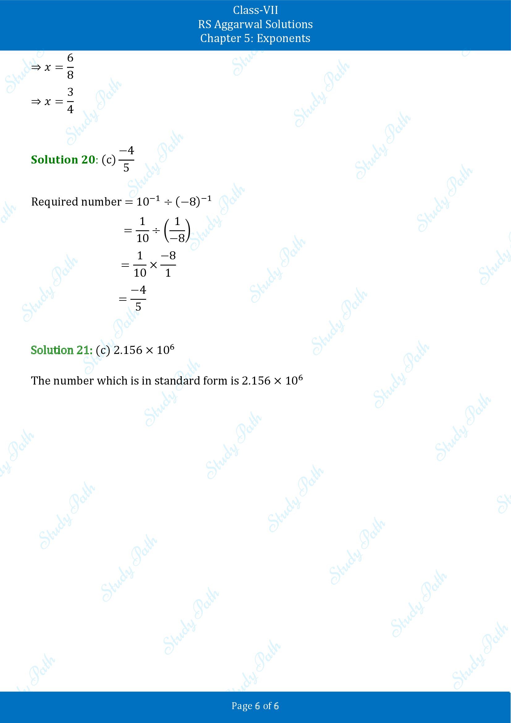 RS Aggarwal Solutions Class 7 Chapter 5 Exponents Exercise 5C MCQ 00006