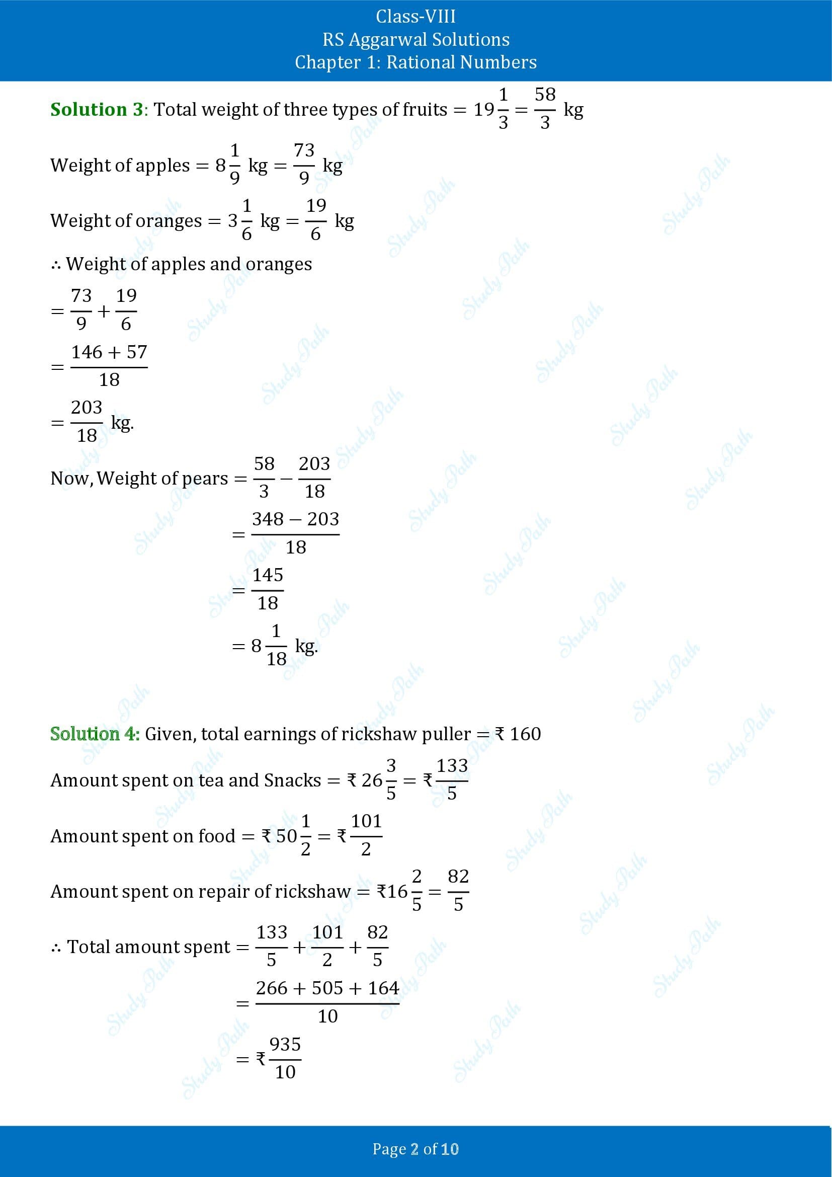 RS Aggarwal Solutions Class 8 Chapter 1 Rational Numbers Exercise 1G 00002
