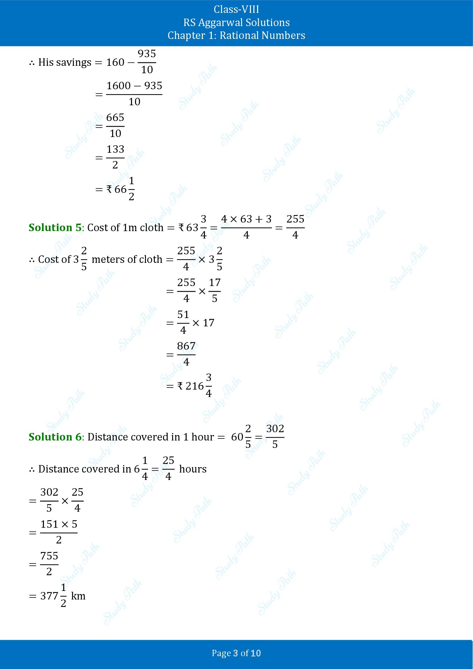 RS Aggarwal Solutions Class 8 Chapter 1 Rational Numbers Exercise 1G 00003