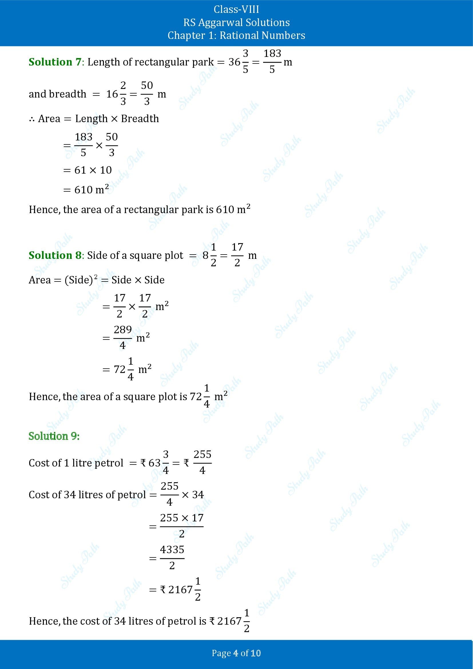 RS Aggarwal Solutions Class 8 Chapter 1 Rational Numbers Exercise 1G 00004