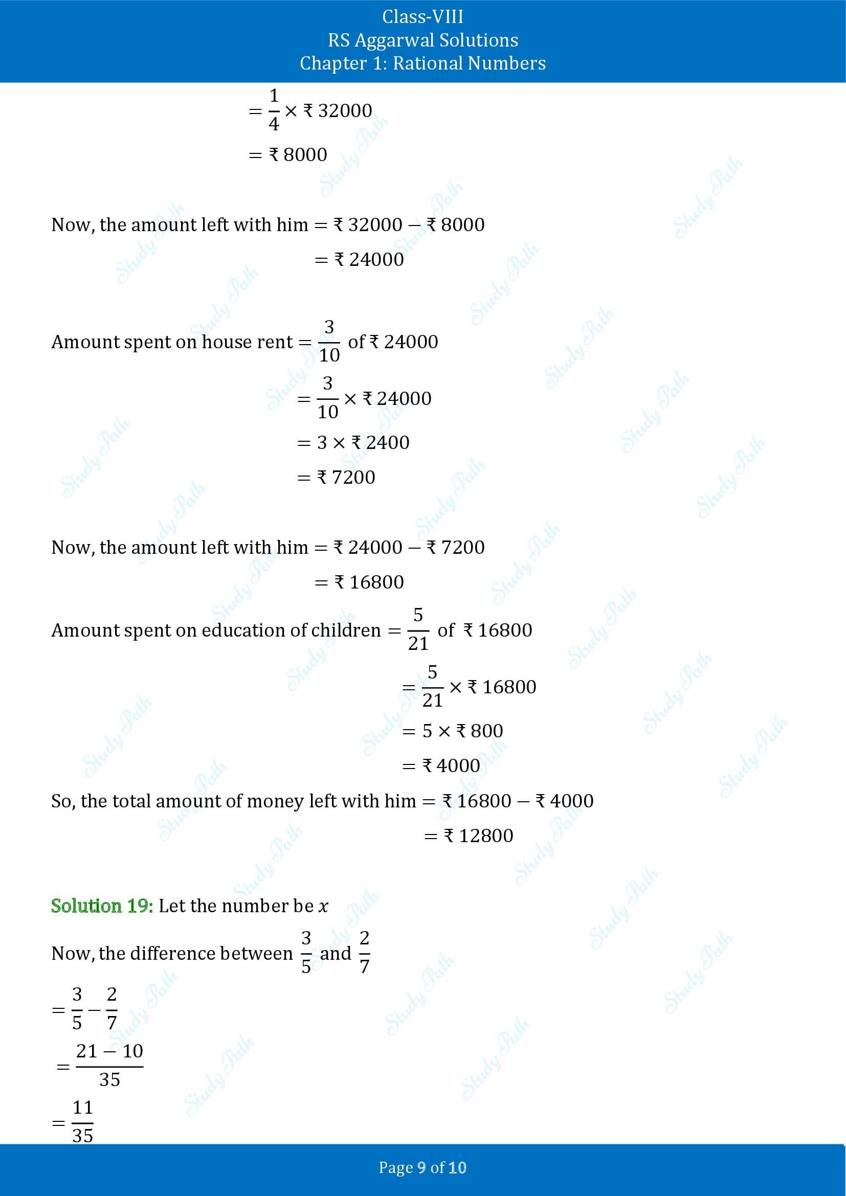 RS Aggarwal Solutions Class 8 Chapter 1 Rational Numbers Exercise 1G 00009