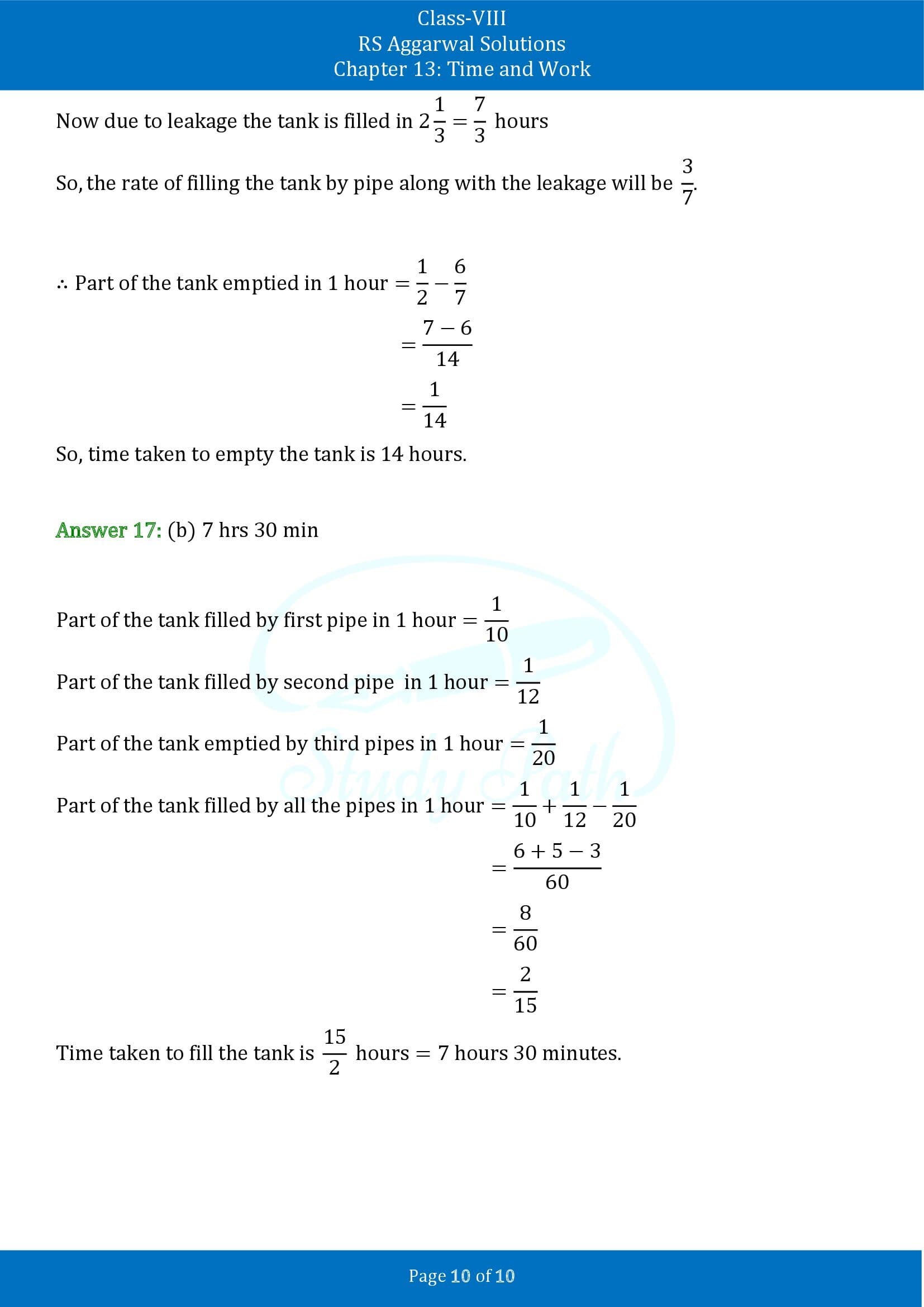 RS Aggarwal Solutions Class 8 Chapter 13 Time and Work Exercise 13B MCQs 00010