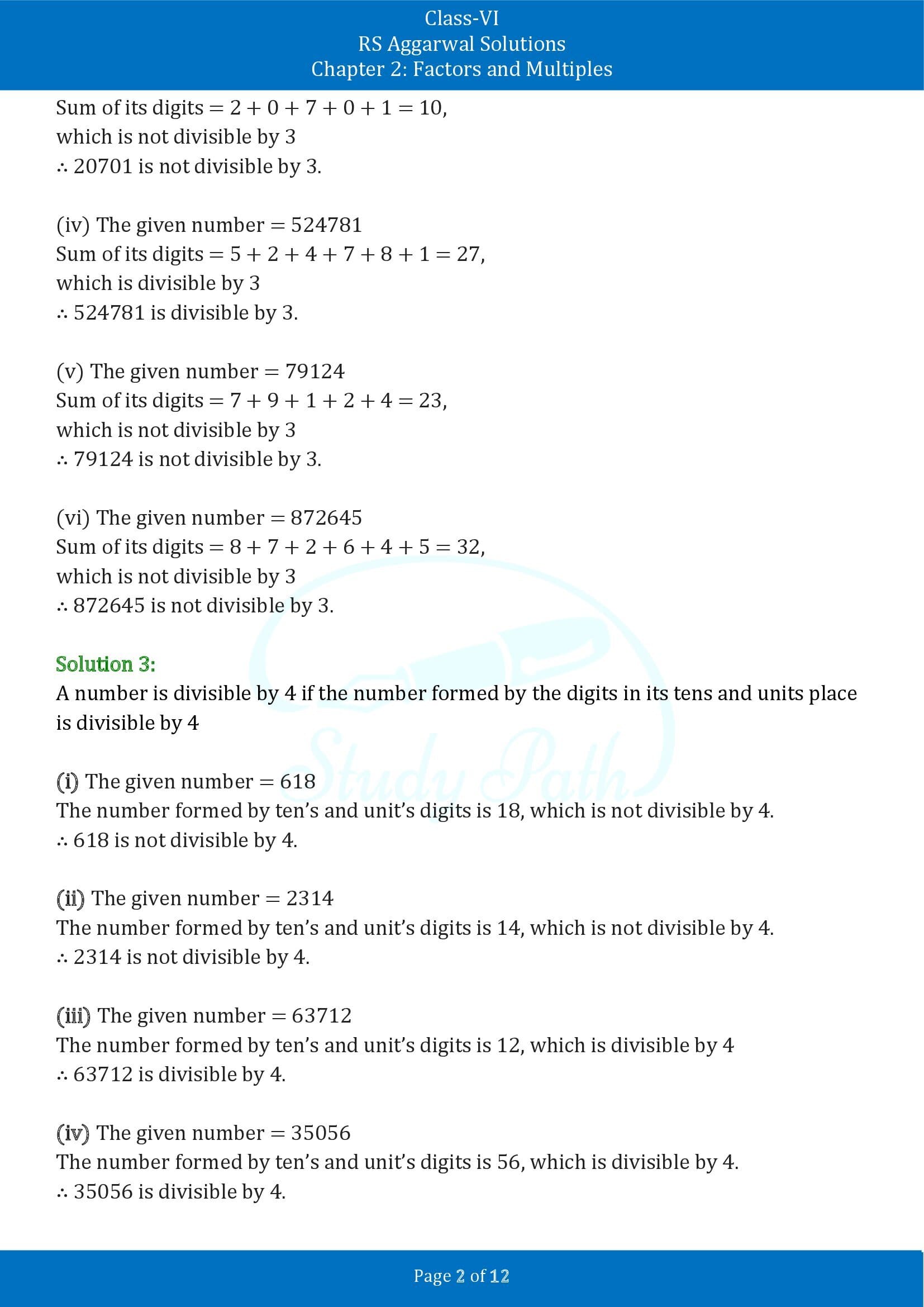 RS Aggarwal Solutions Class 6 Chapter 2 Factors and Multiples Exercise 2B 00002