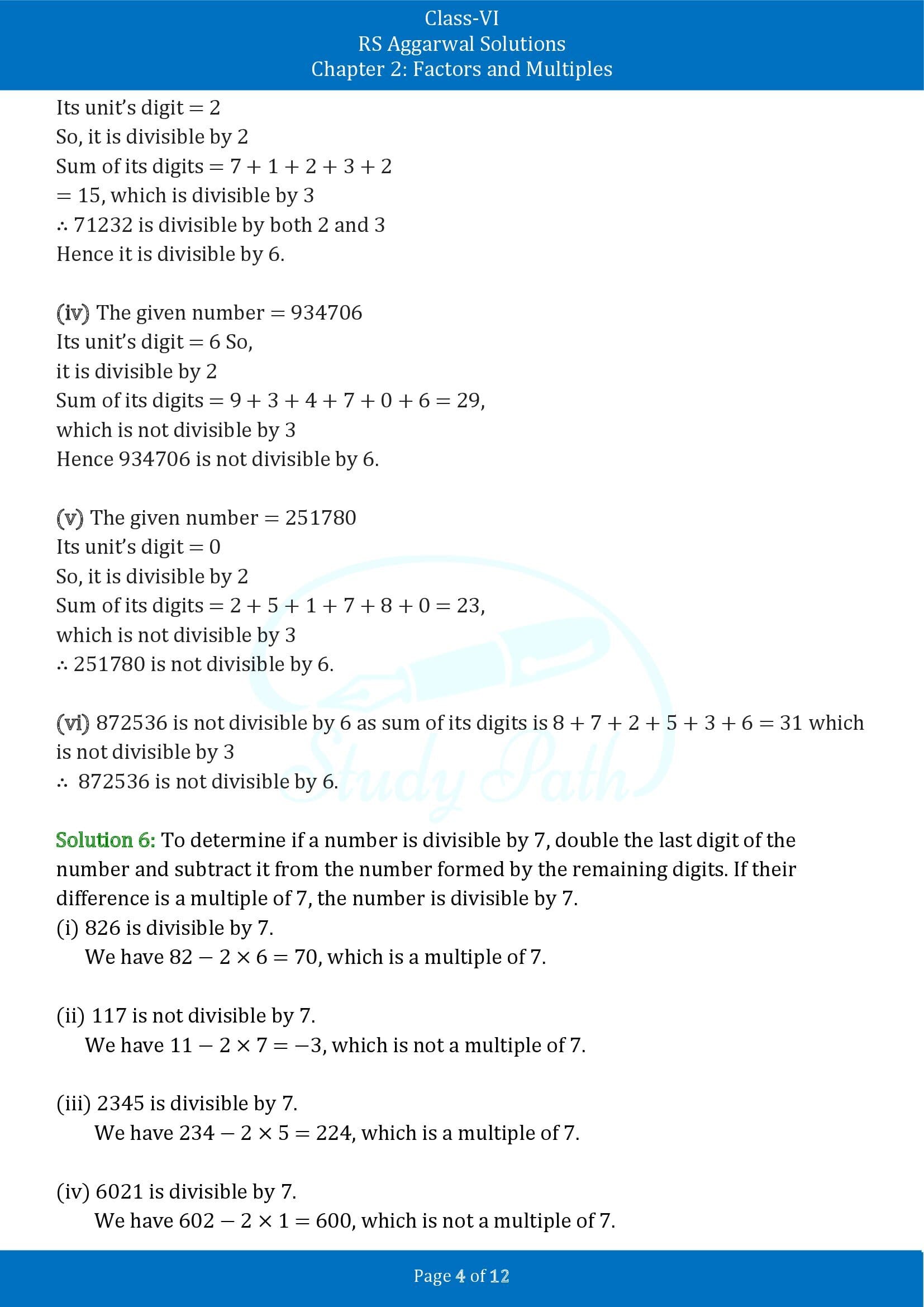 RS Aggarwal Solutions Class 6 Chapter 2 Factors and Multiples Exercise 2B 00004