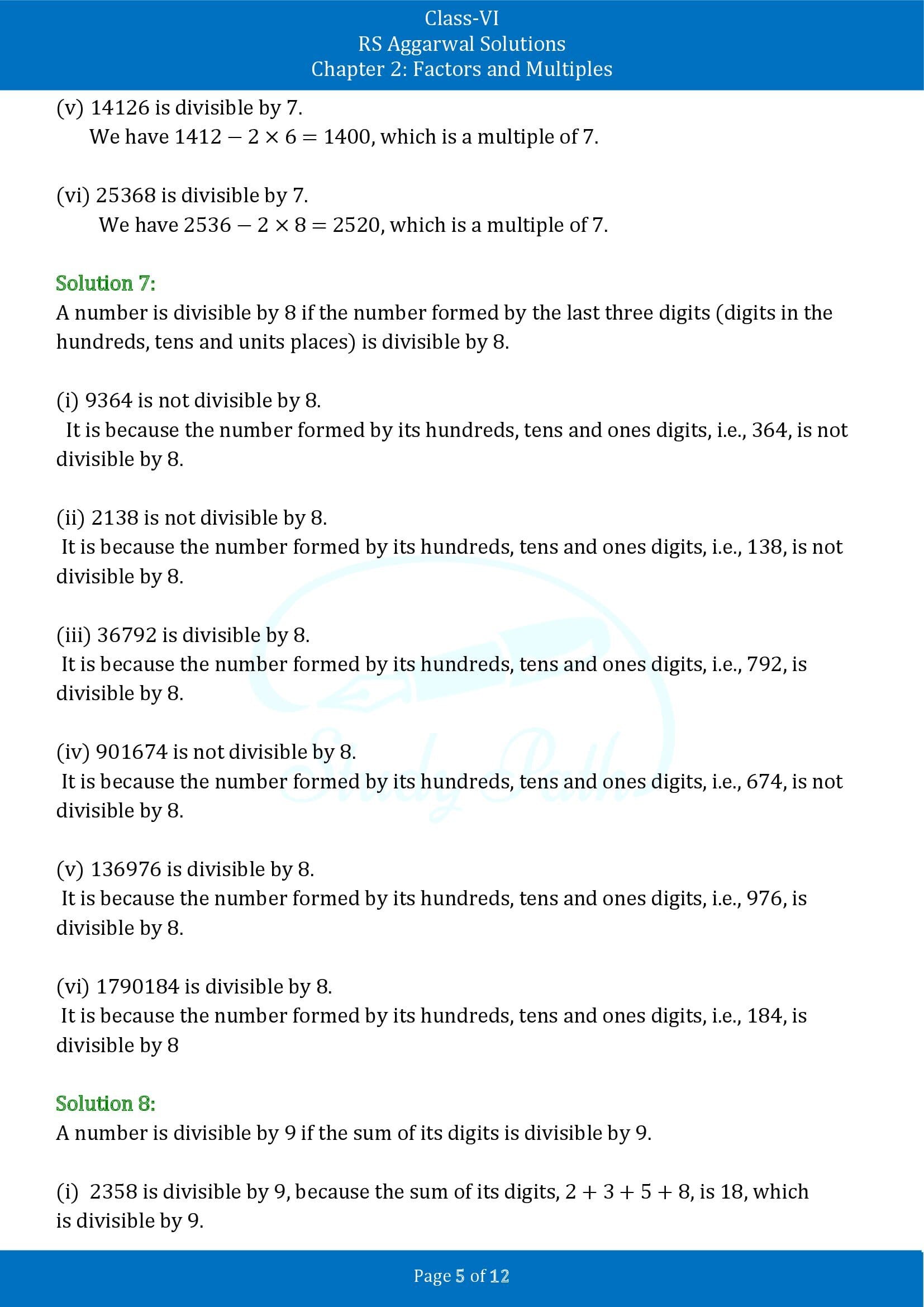 RS Aggarwal Solutions Class 6 Chapter 2 Factors and Multiples Exercise 2B 00005