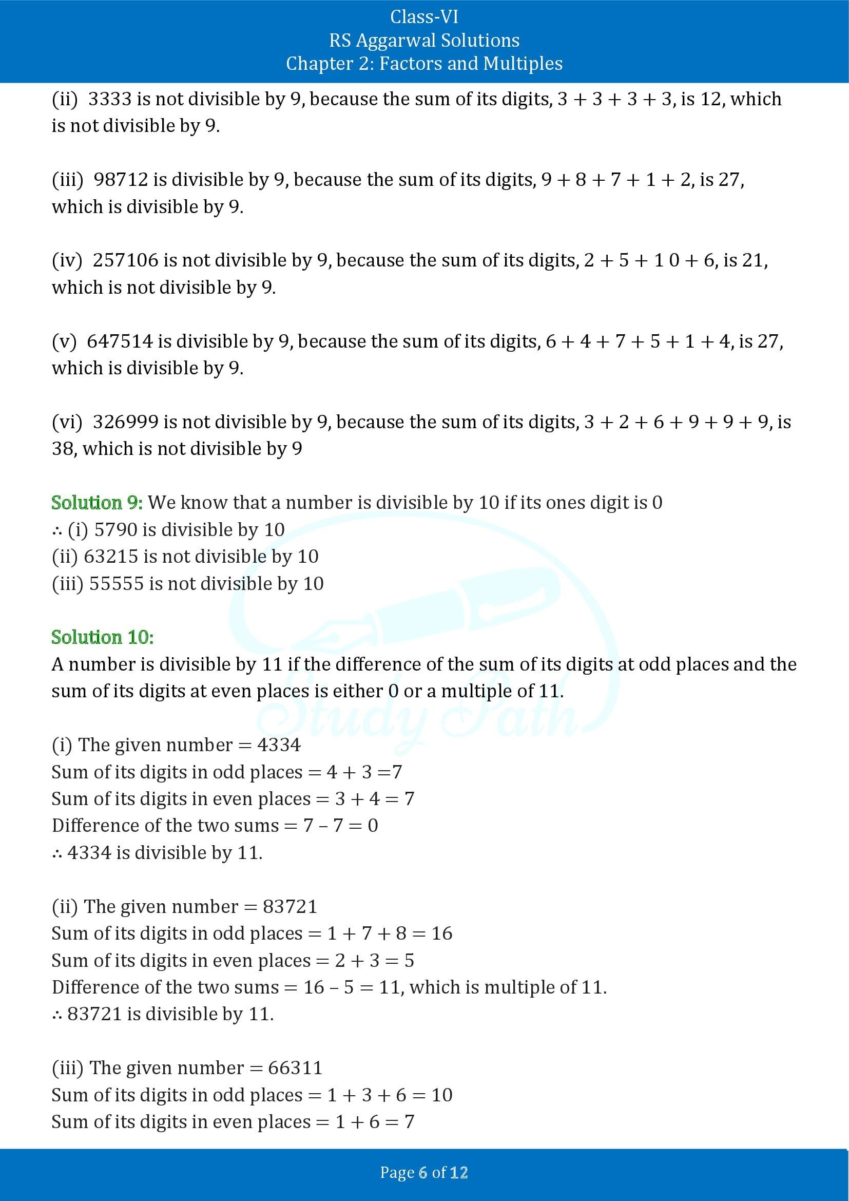RS Aggarwal Solutions Class 6 Chapter 2 Factors and Multiples Exercise 2B 00006