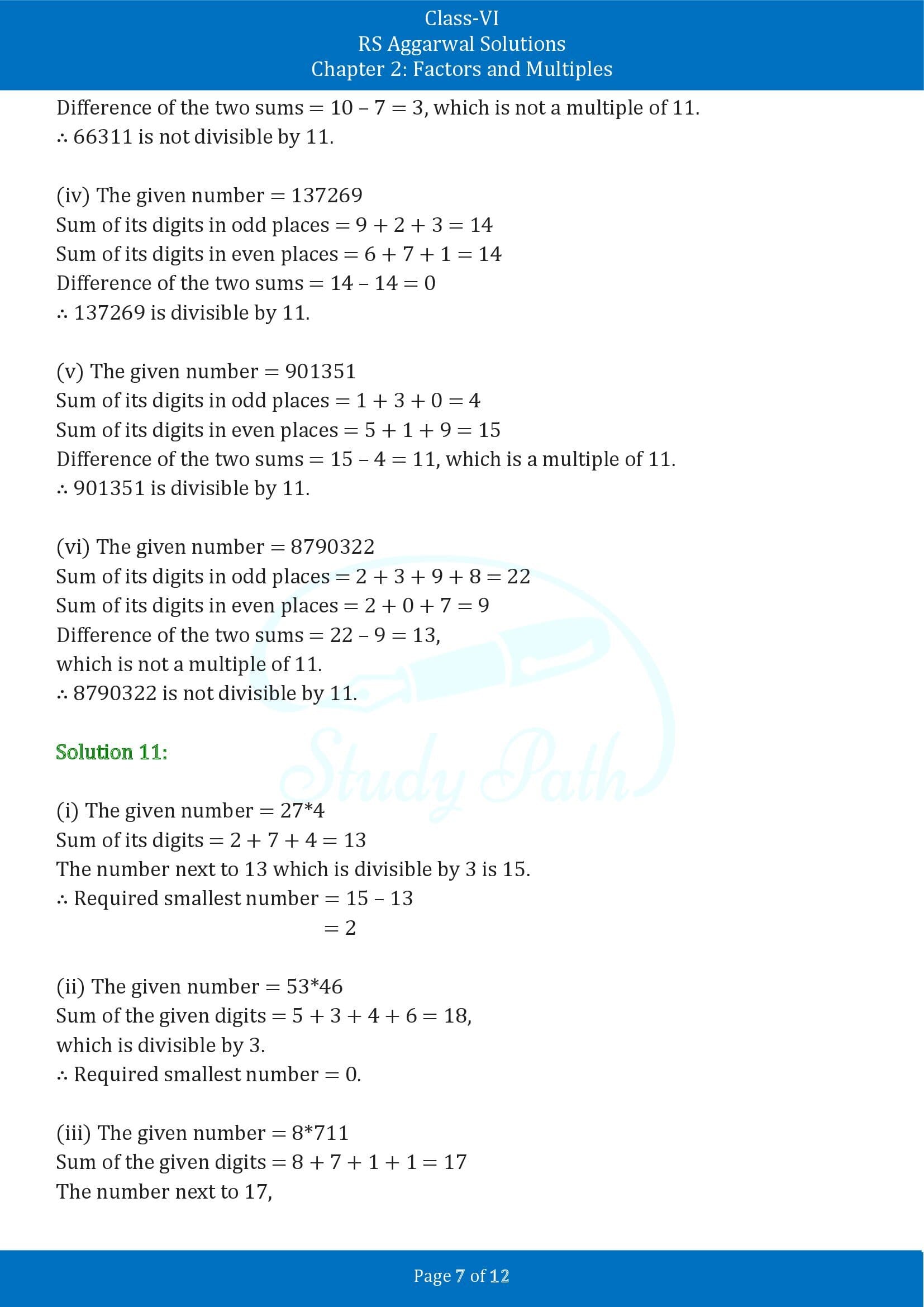 RS Aggarwal Solutions Class 6 Chapter 2 Factors and Multiples Exercise 2B 00007