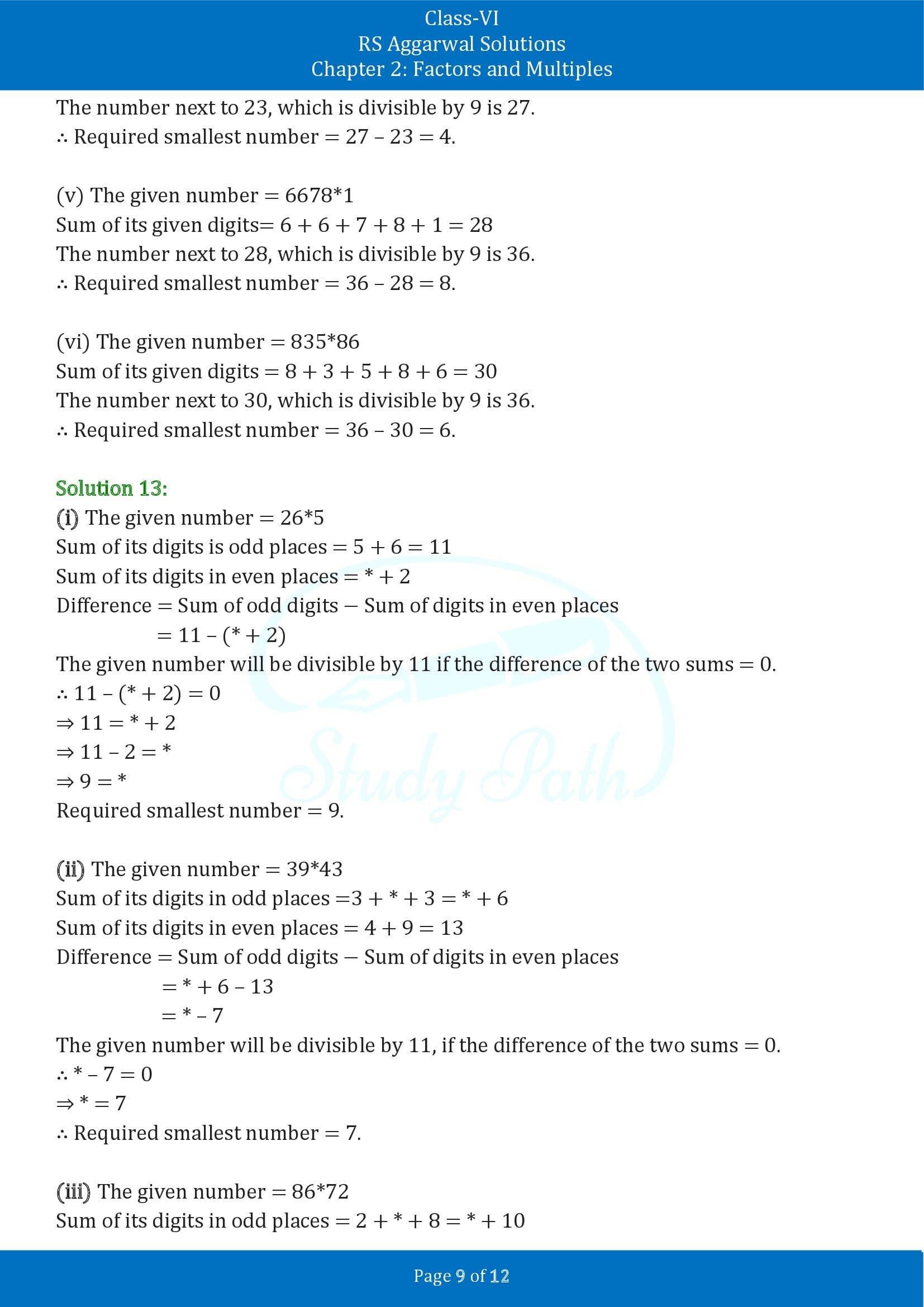 RS Aggarwal Solutions Class 6 Chapter 2 Factors and Multiples Exercise 2B 00009