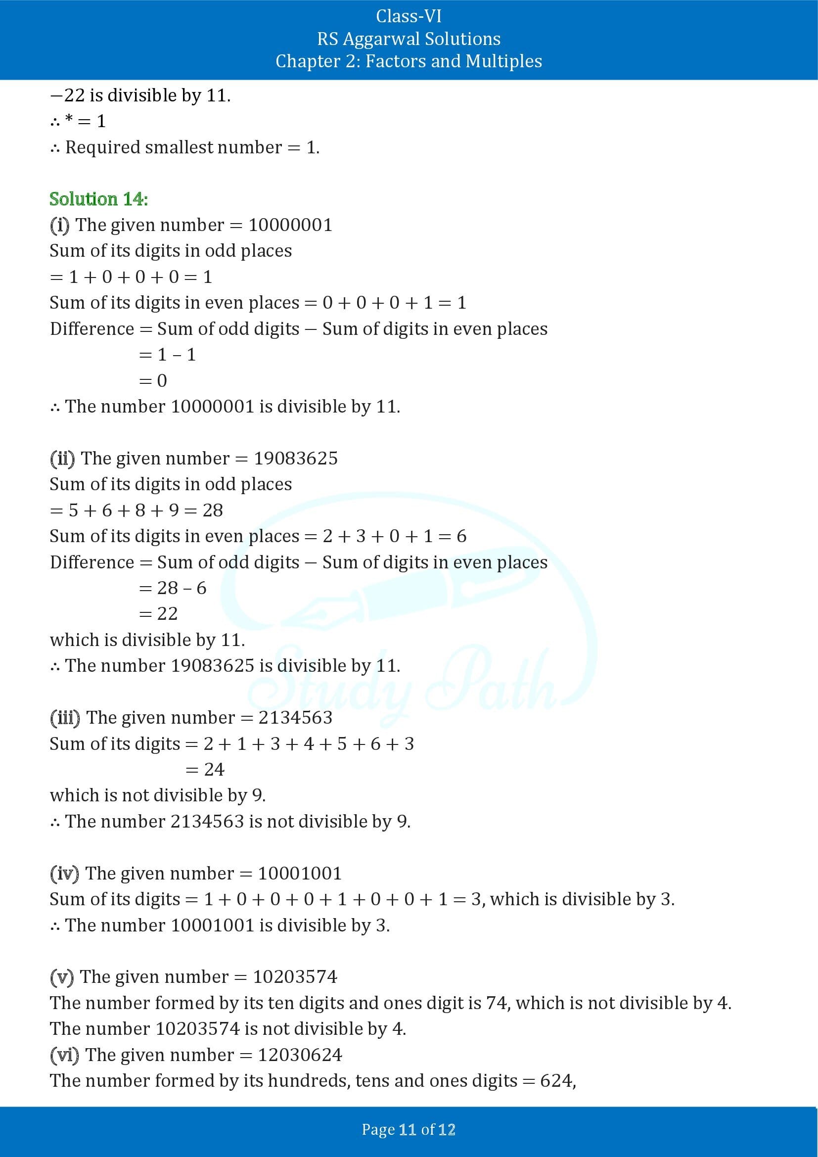 RS Aggarwal Solutions Class 6 Chapter 2 Factors and Multiples Exercise 2B 00011