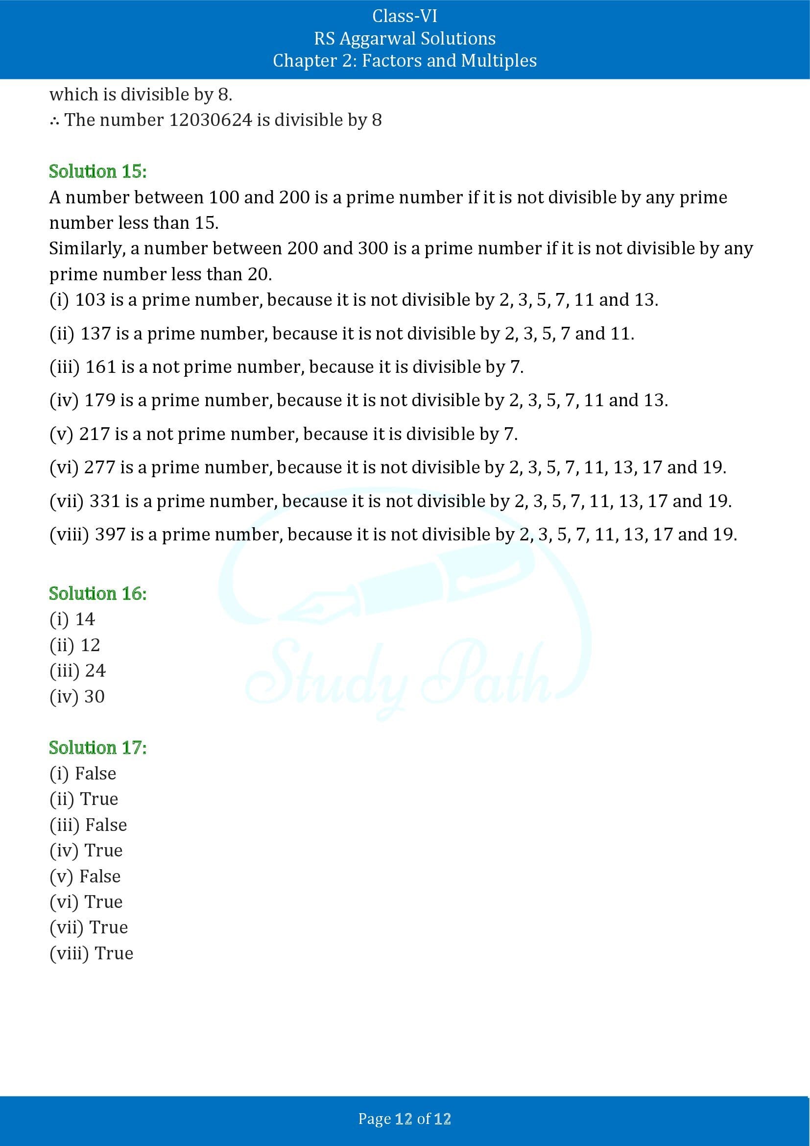RS Aggarwal Solutions Class 6 Chapter 2 Factors and Multiples Exercise 2B 00012