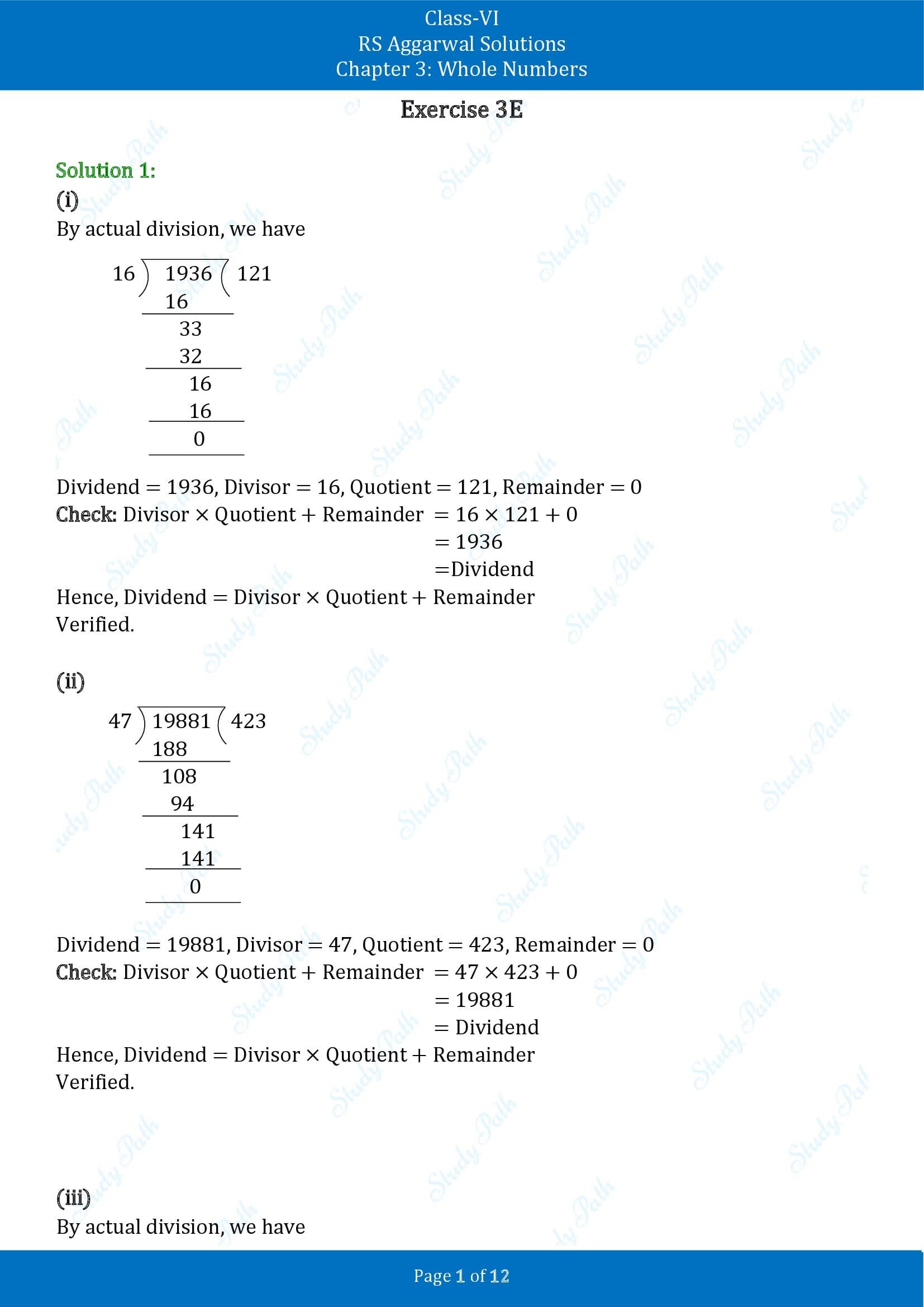 RS Aggarwal Solutions Class 6 Chapter 3 Whole Numbers Exercise 3E 00001