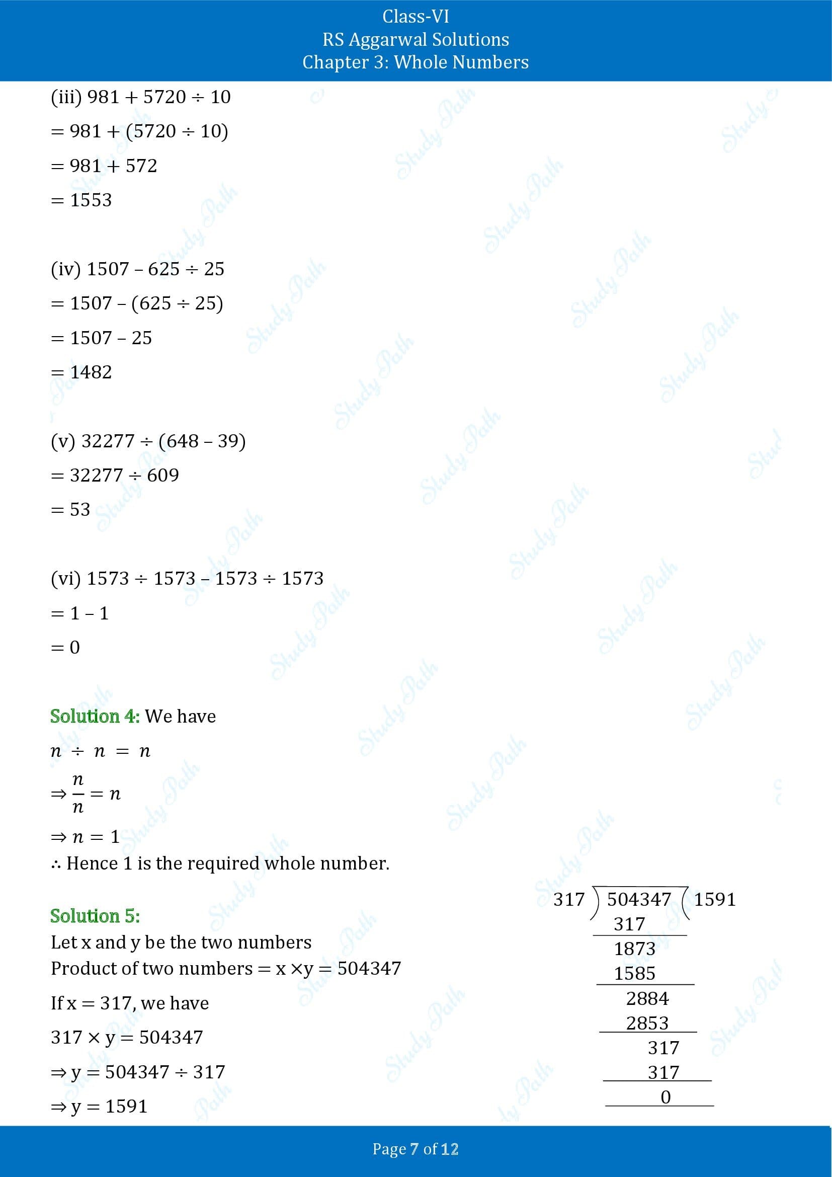 RS Aggarwal Solutions Class 6 Chapter 3 Whole Numbers Exercise 3E 00007