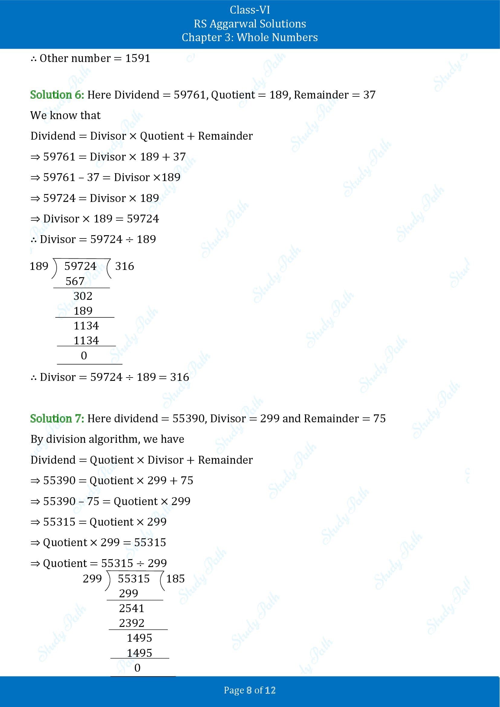 RS Aggarwal Solutions Class 6 Chapter 3 Whole Numbers Exercise 3E 00008