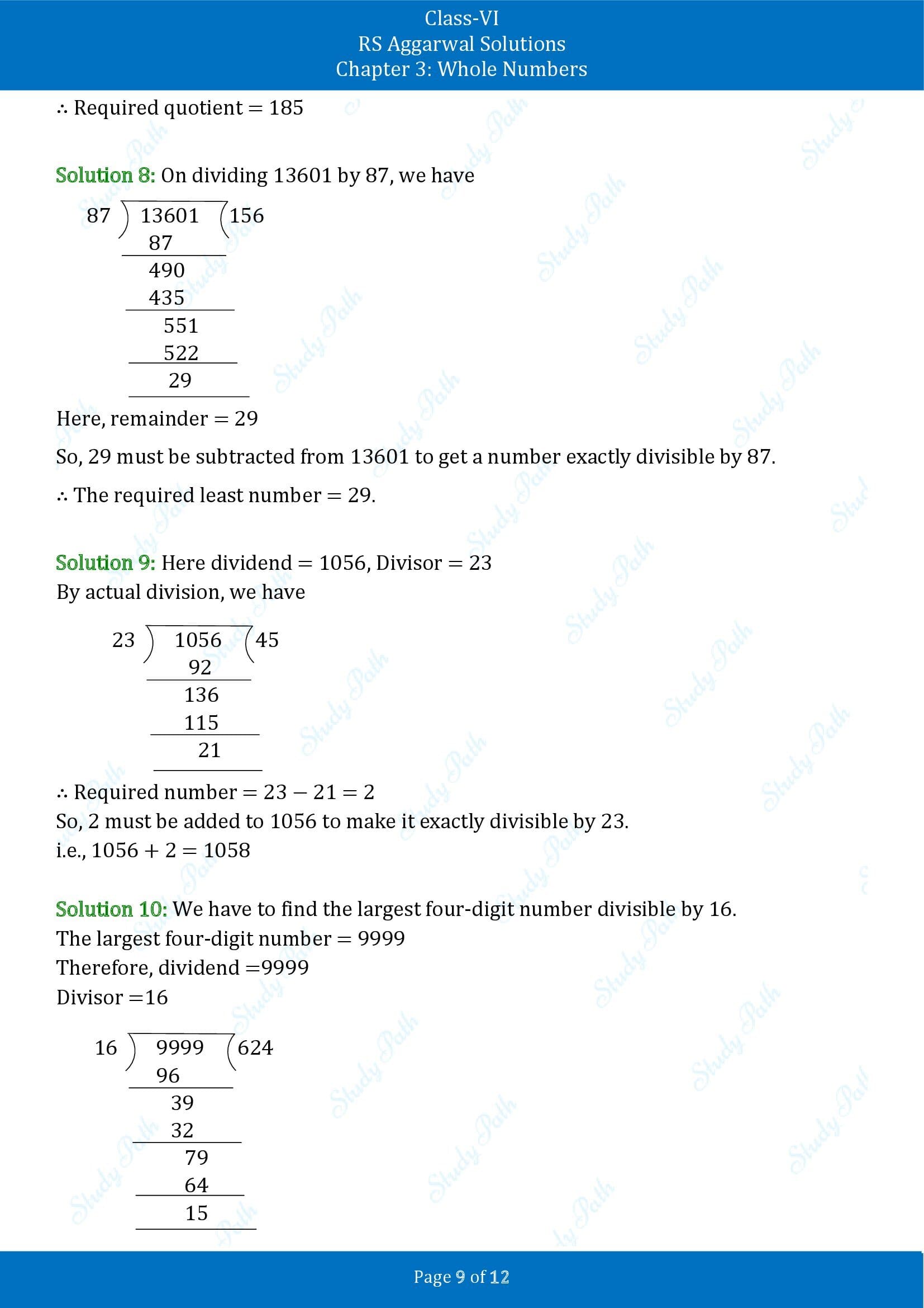 RS Aggarwal Solutions Class 6 Chapter 3 Whole Numbers Exercise 3E 00009