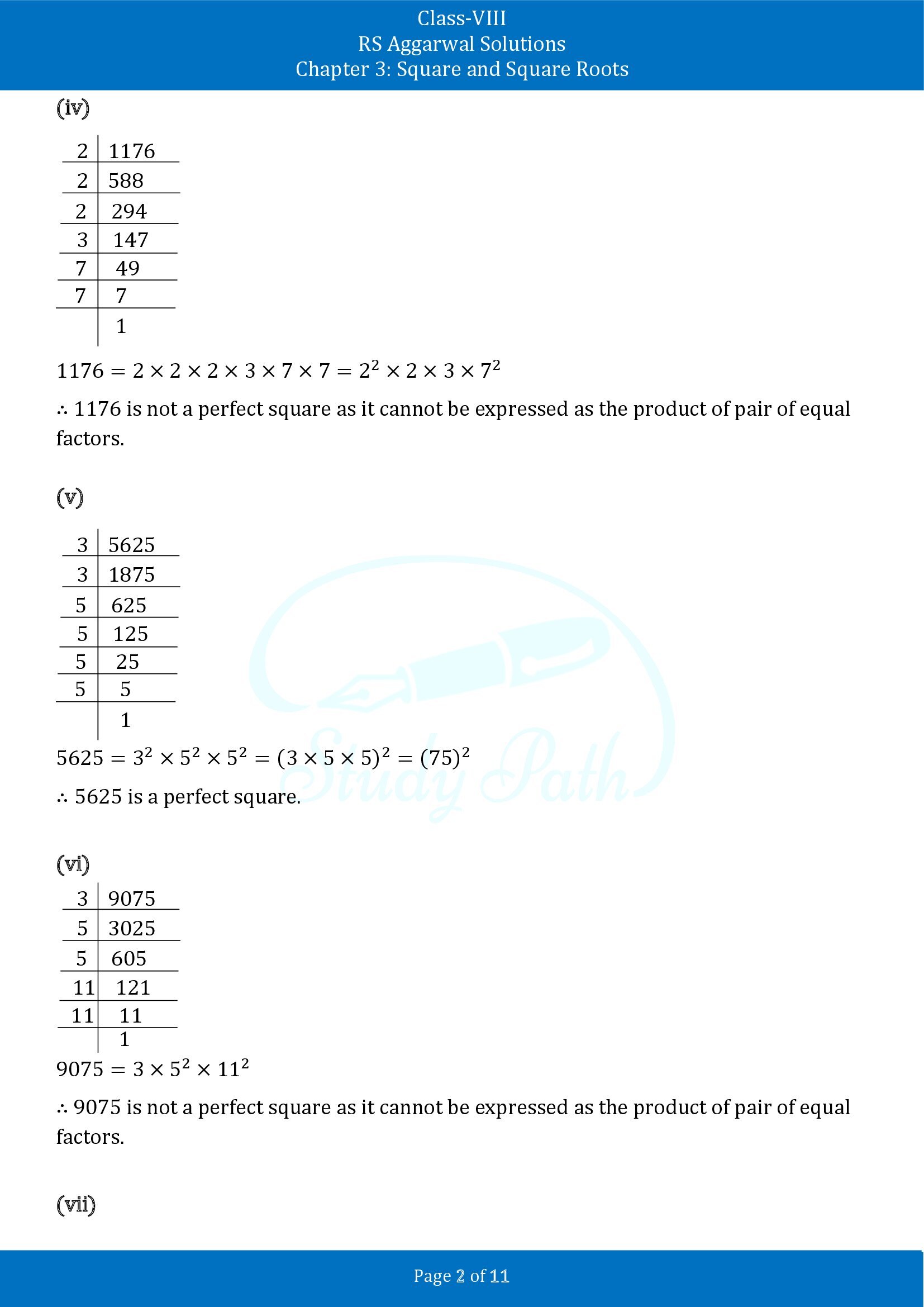RS Aggarwal Solutions Class 8 Chapter 3 Square and Square Roots Exercise 3A 00002