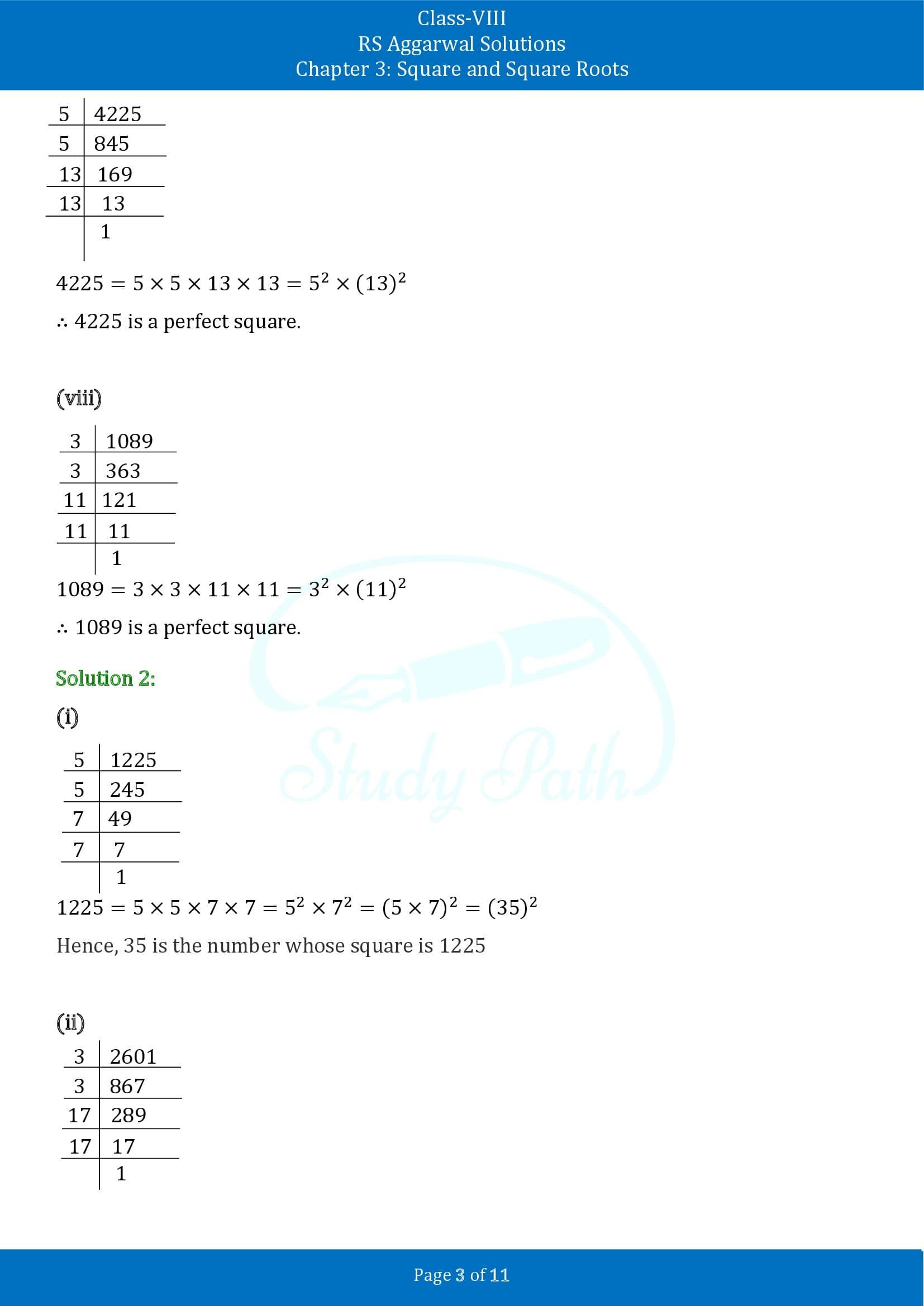 RS Aggarwal Solutions Class 8 Chapter 3 Square and Square Roots Exercise 3A 00003