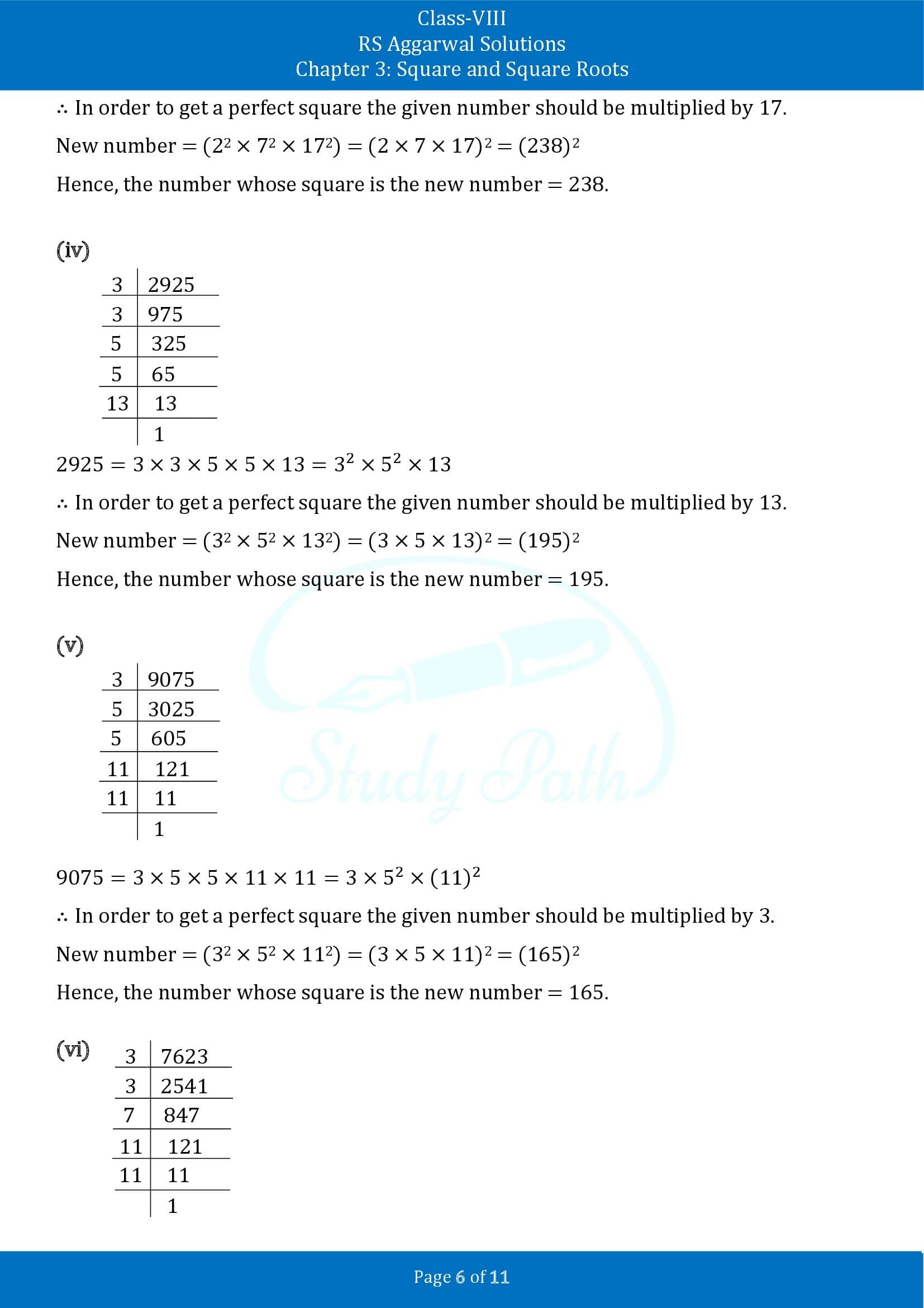 RS Aggarwal Solutions Class 8 Chapter 3 Square and Square Roots Exercise 3A 00006