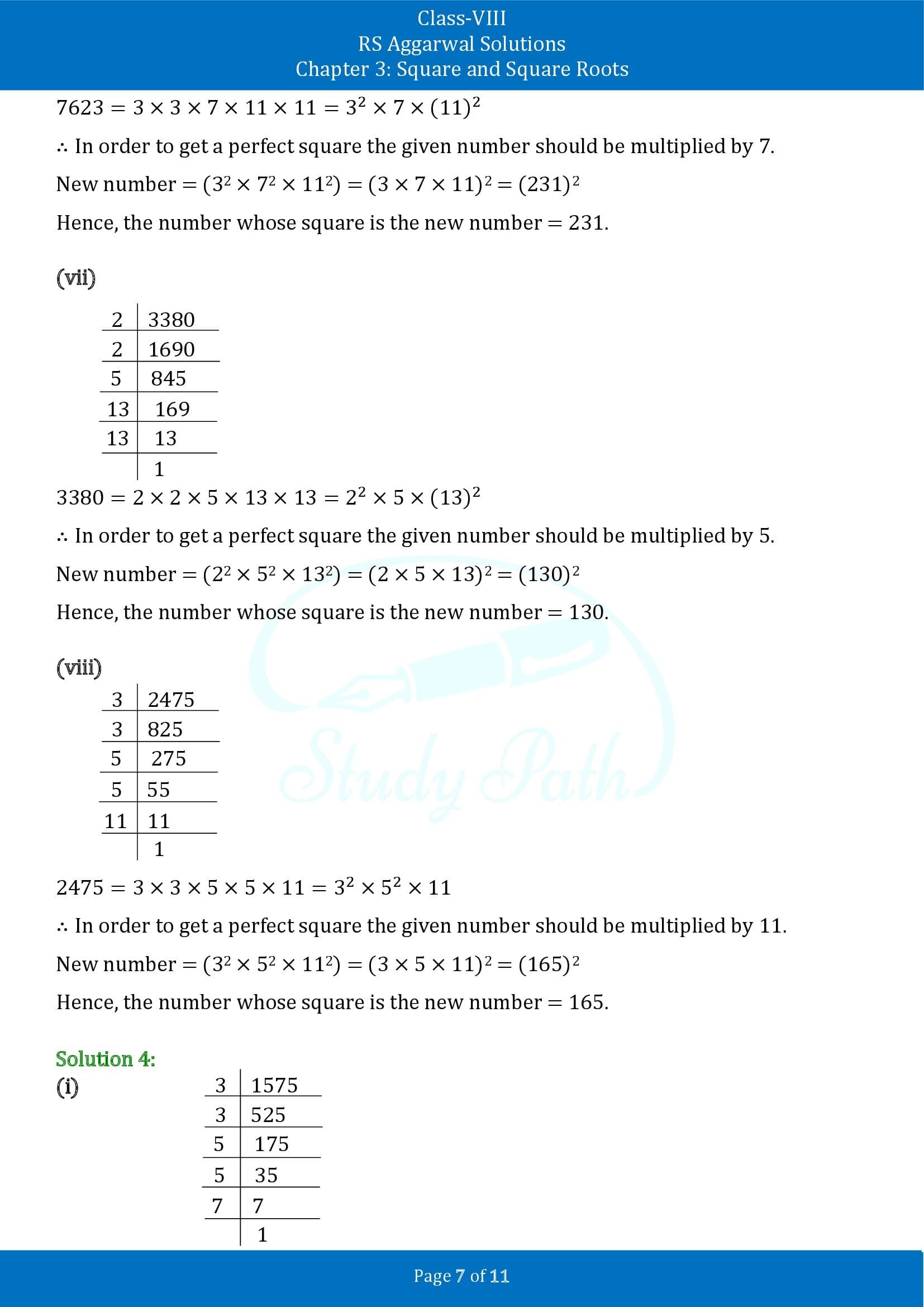 RS Aggarwal Solutions Class 8 Chapter 3 Square and Square Roots Exercise 3A 00007