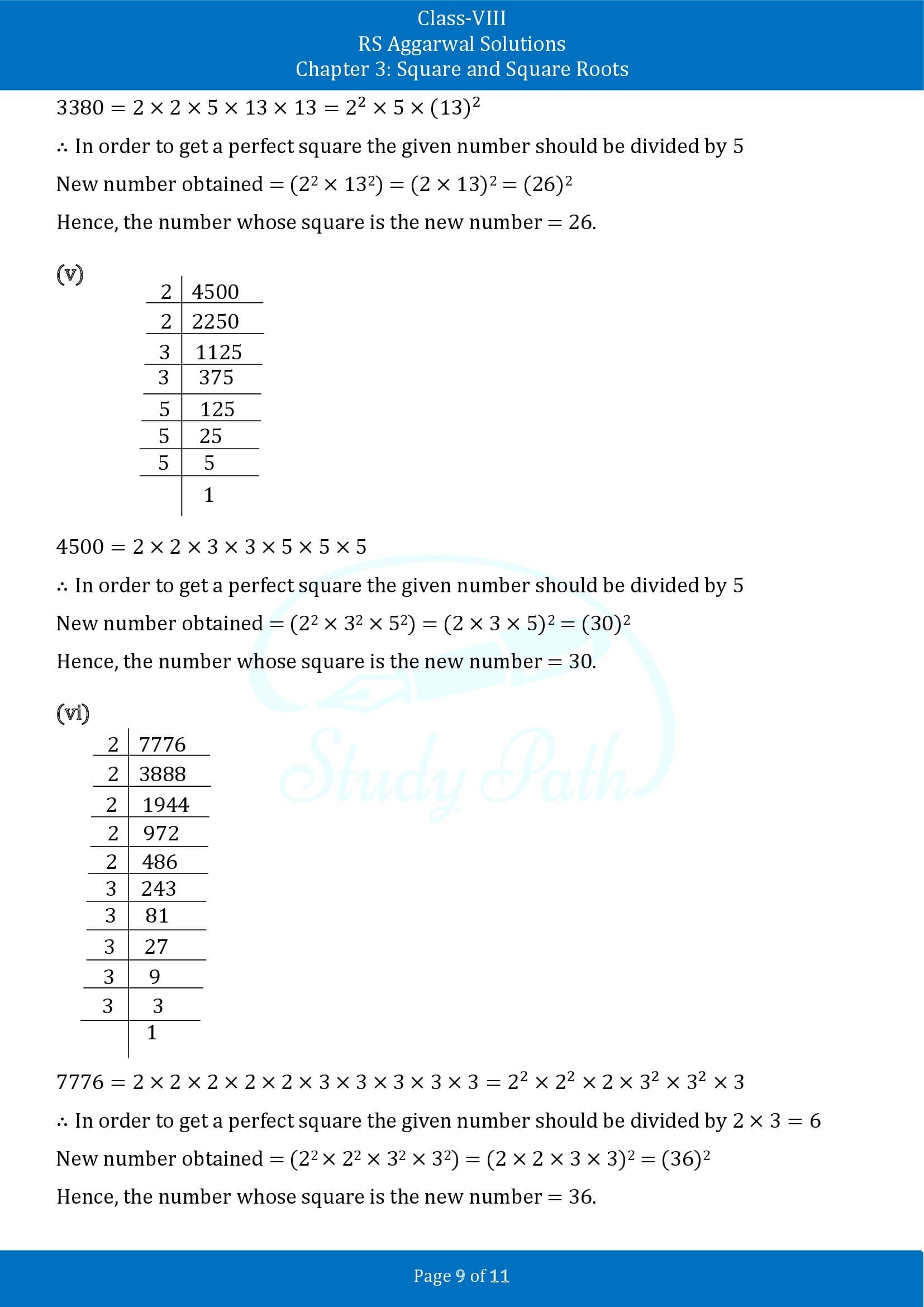 RS Aggarwal Solutions Class 8 Chapter 3 Square and Square Roots Exercise 3A 00009