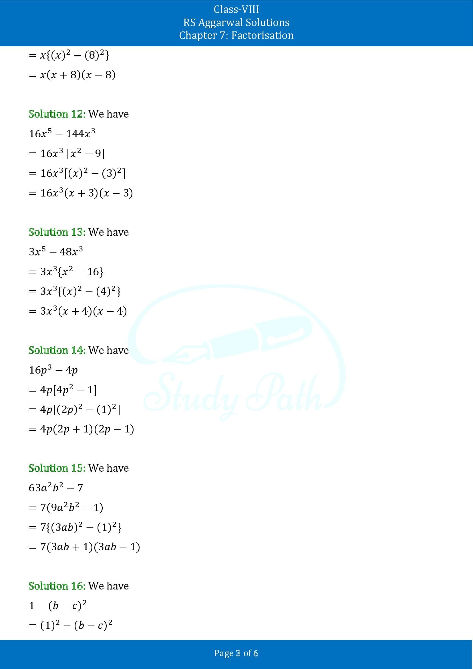 RS Aggarwal Solutions Class 8 Chapter 7 Factorisation Exercise 7B 00003