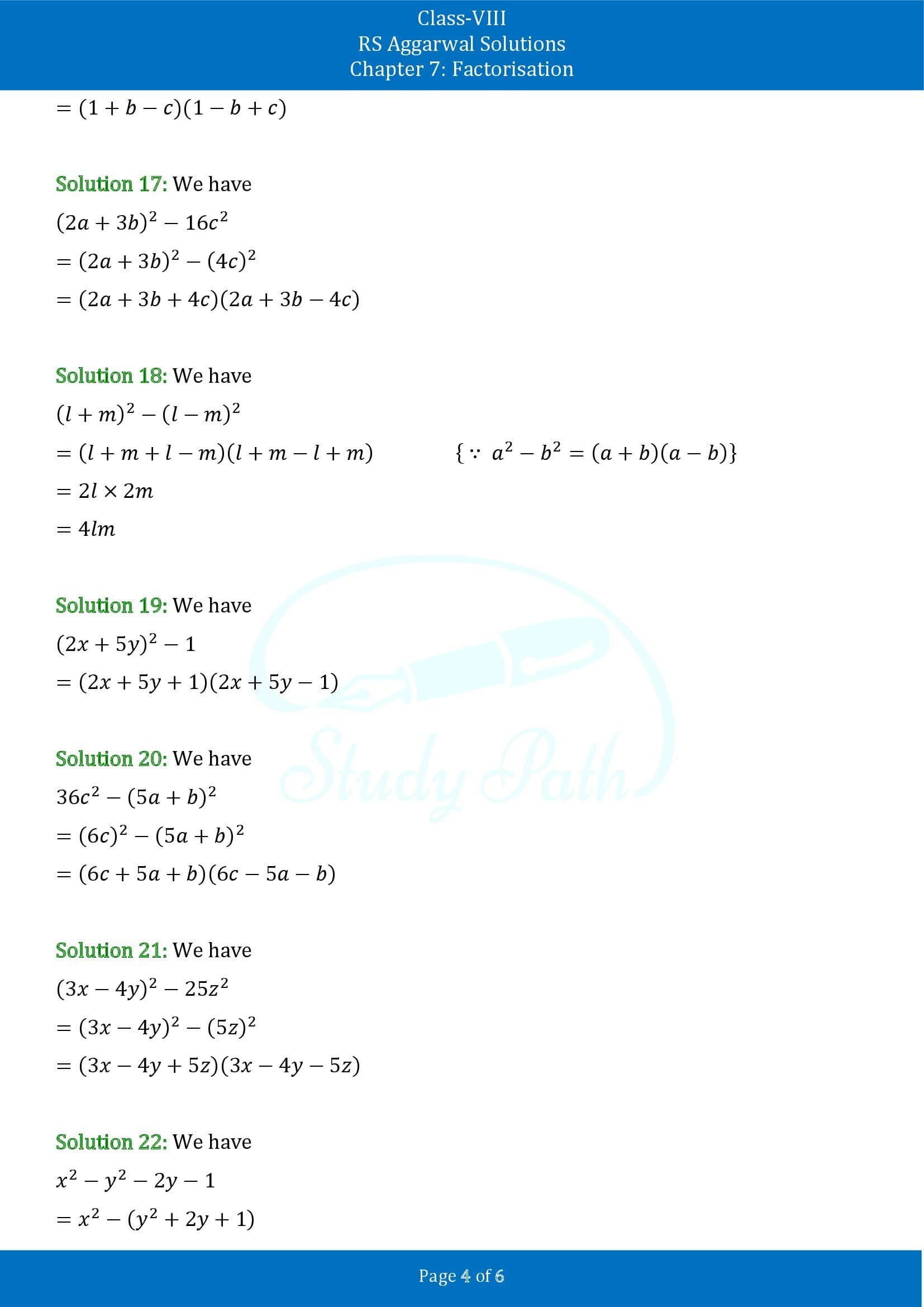 RS Aggarwal Solutions Class 8 Chapter 7 Factorisation Exercise 7B 00004