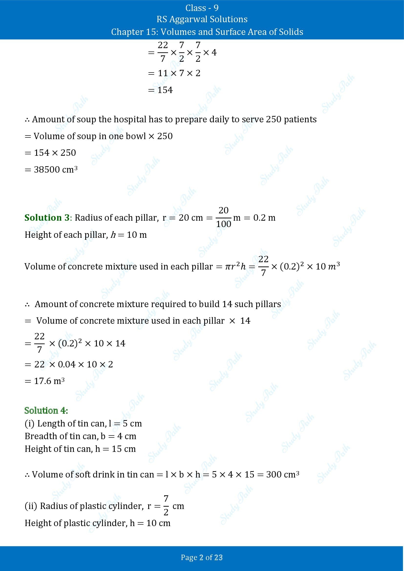 RS Aggarwal Solutions Class 9 Chapter 15 Volumes and Surface Area of Solids Exercise 15B 00002