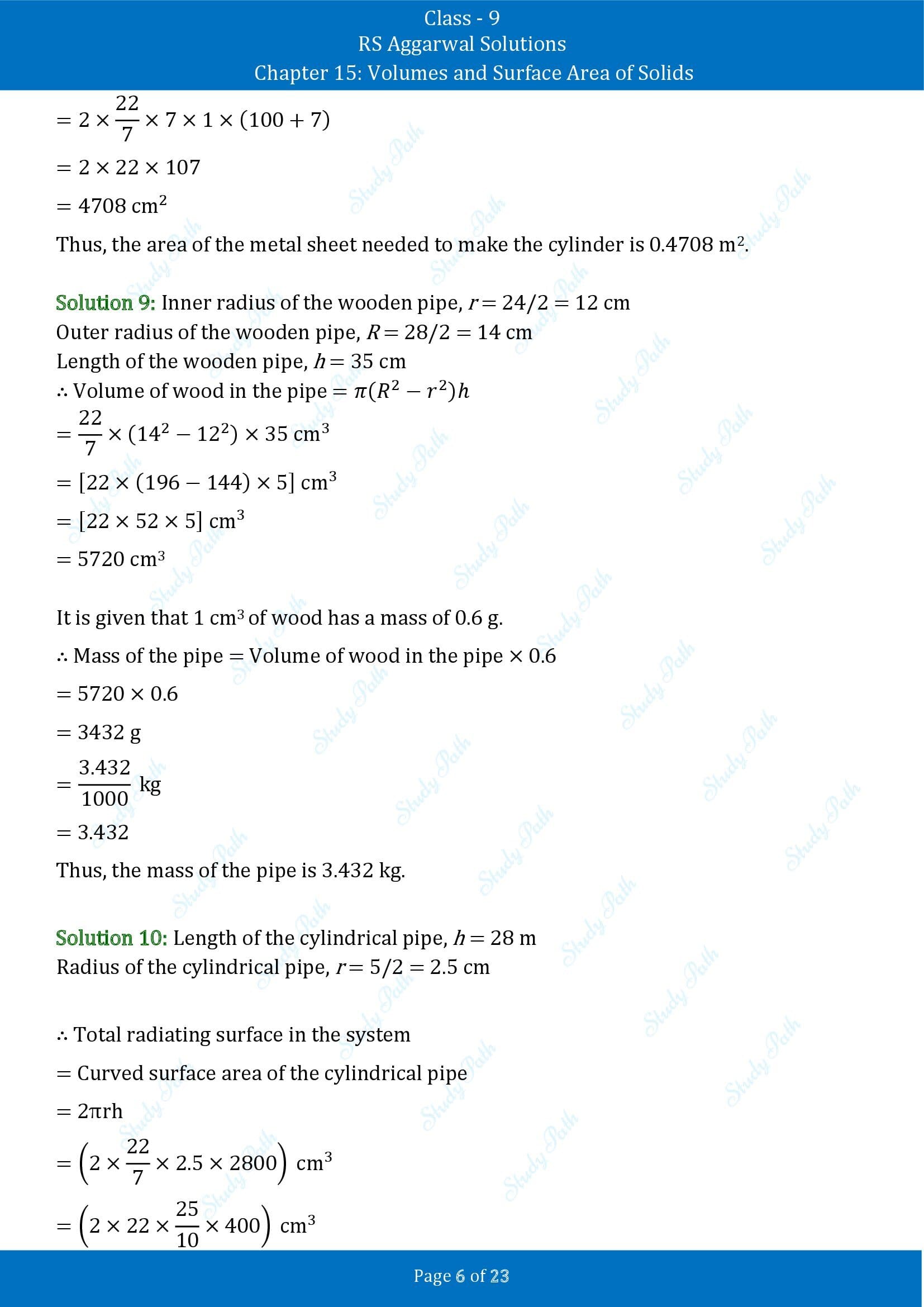 RS Aggarwal Solutions Class 9 Chapter 15 Volumes and Surface Area of Solids Exercise 15B 00006