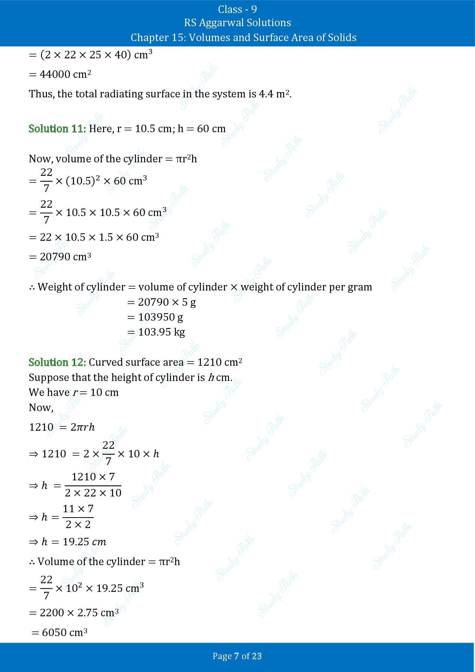 RS Aggarwal Solutions Class 9 Chapter 15 Volumes and Surface Area of Solids Exercise 15B 00007