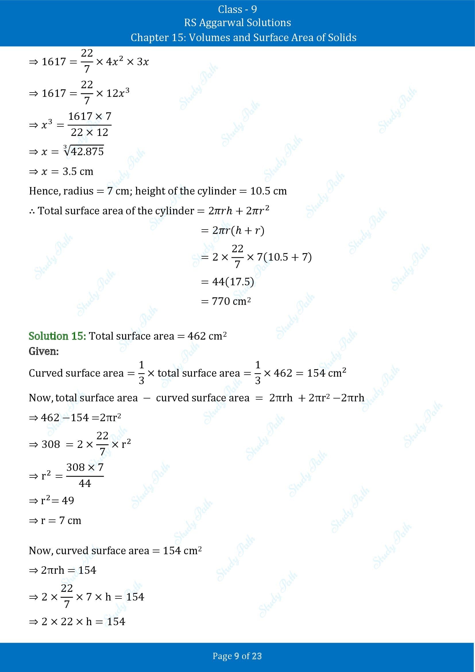 RS Aggarwal Solutions Class 9 Chapter 15 Volumes and Surface Area of Solids Exercise 15B 00009