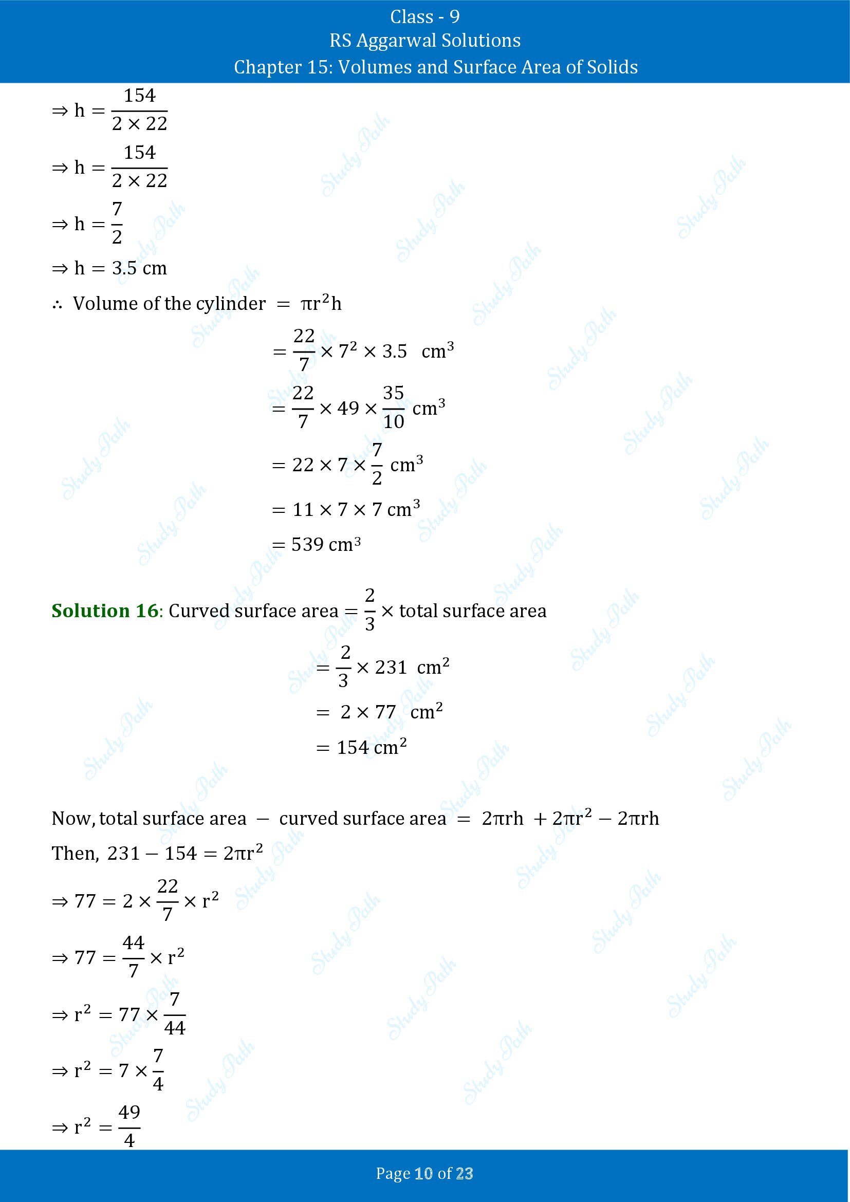RS Aggarwal Solutions Class 9 Chapter 15 Volumes and Surface Area of Solids Exercise 15B 00010