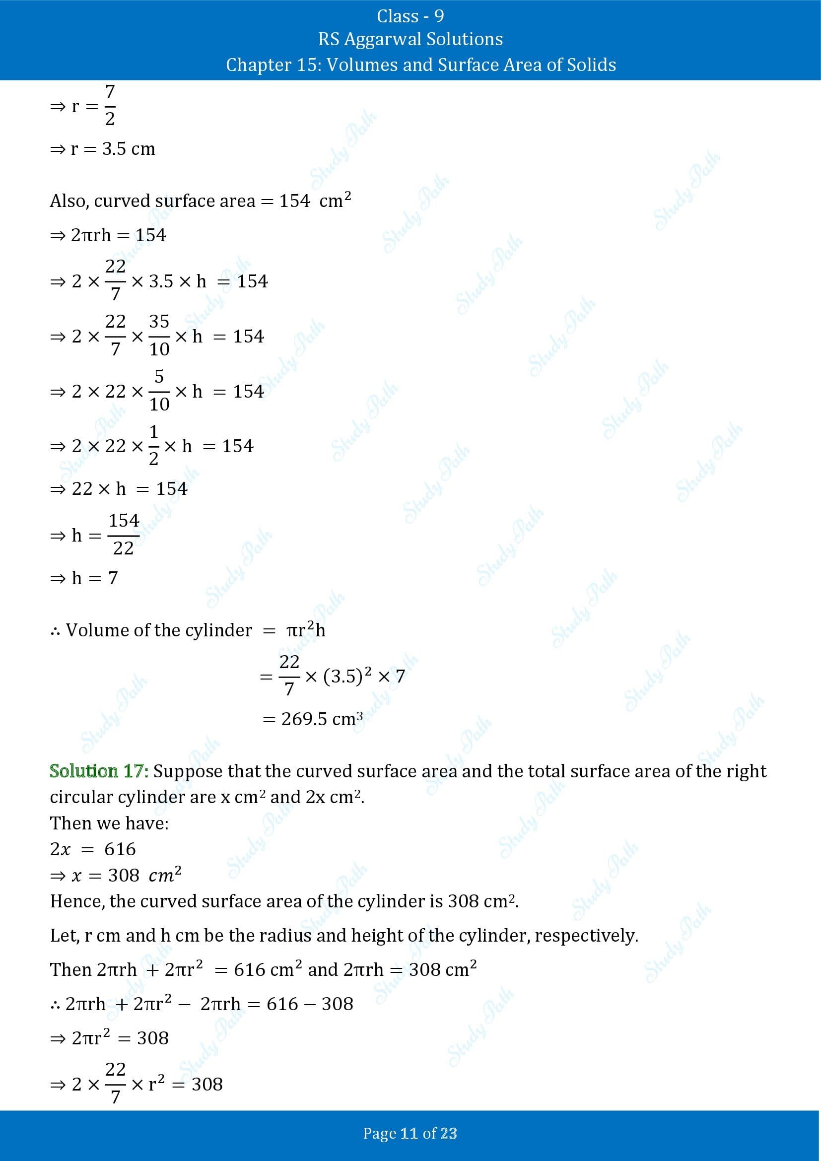 RS Aggarwal Solutions Class 9 Chapter 15 Volumes and Surface Area of Solids Exercise 15B 00011