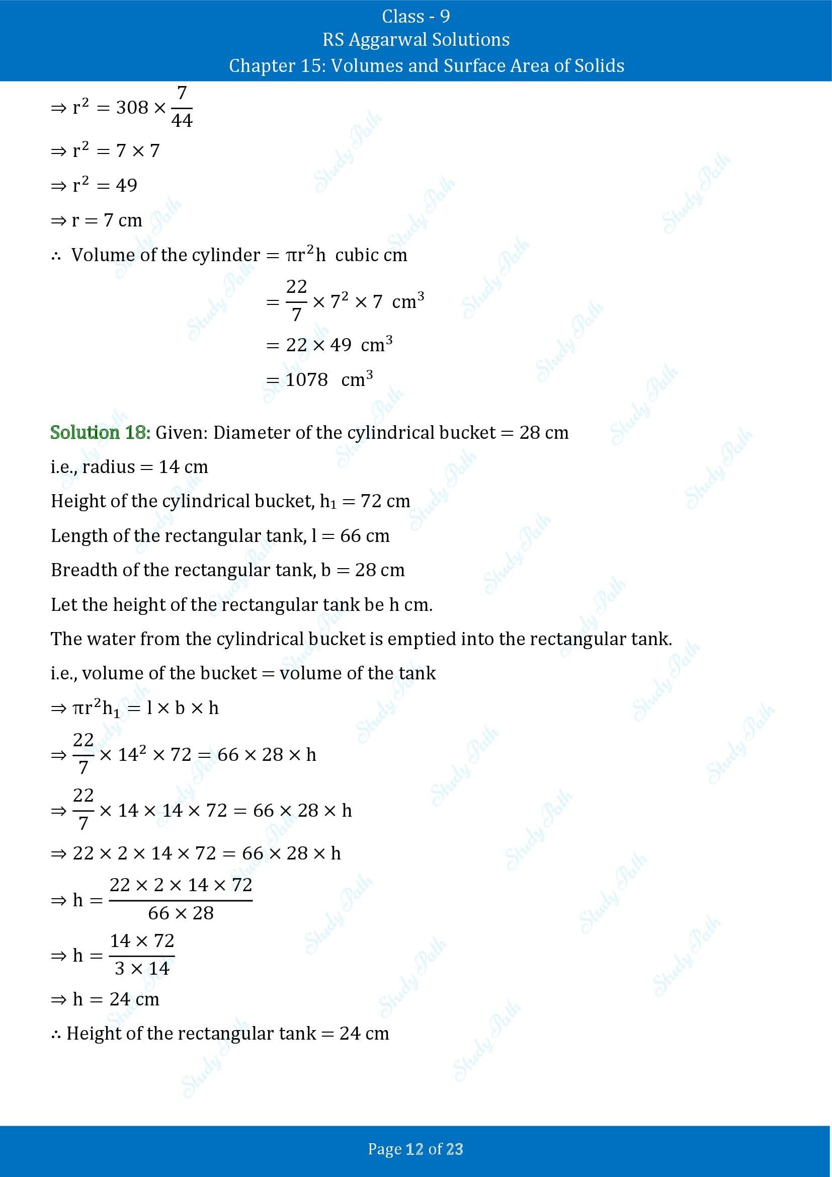 RS Aggarwal Solutions Class 9 Chapter 15 Volumes and Surface Area of Solids Exercise 15B 00012