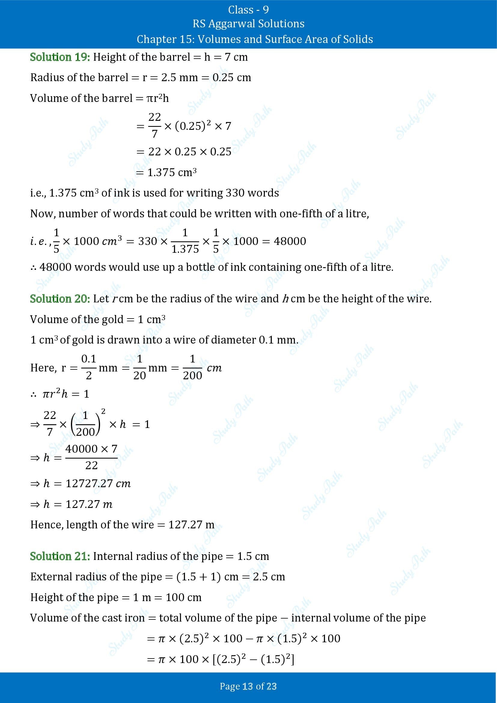 RS Aggarwal Solutions Class 9 Chapter 15 Volumes and Surface Area of Solids Exercise 15B 00013