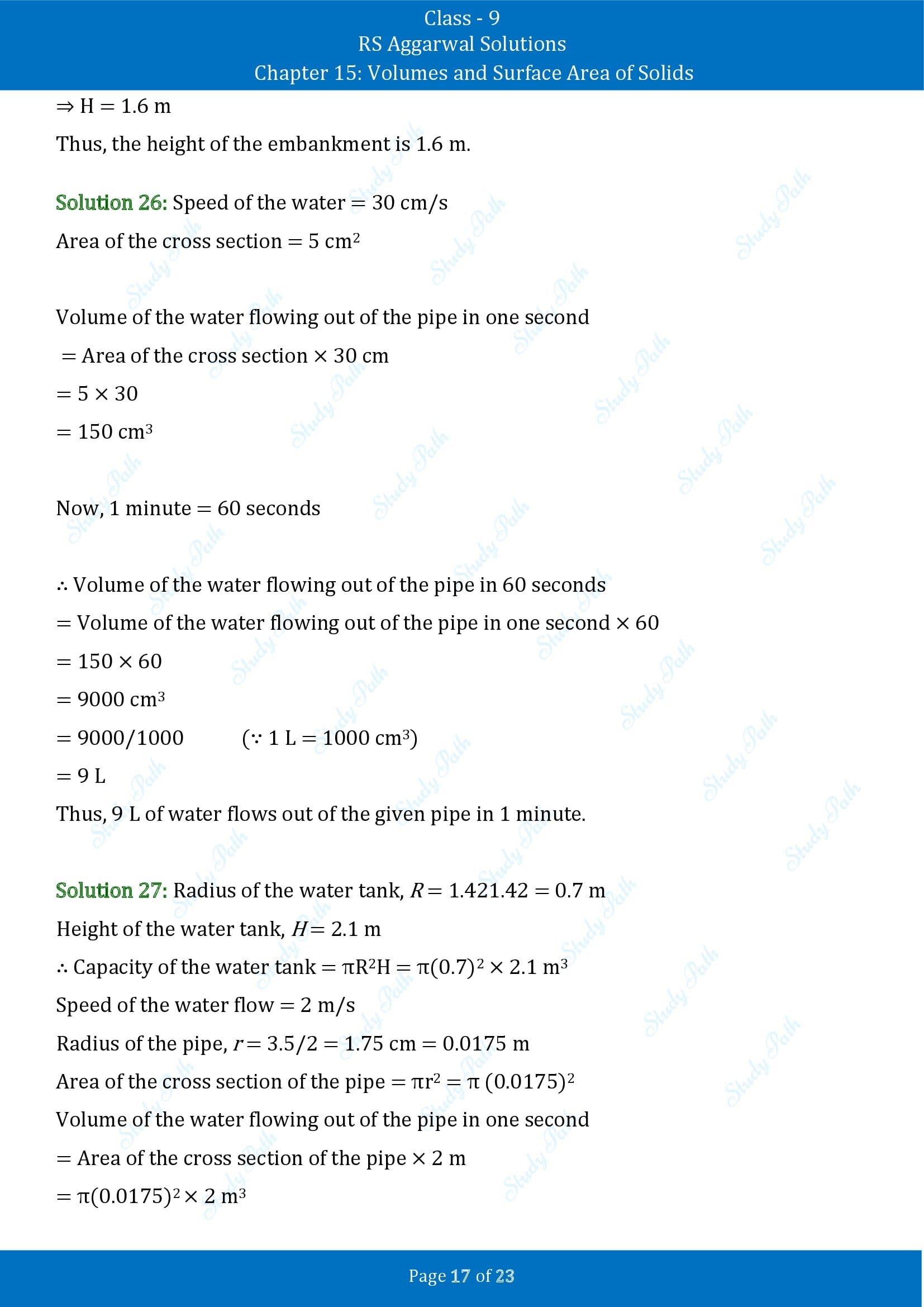 RS Aggarwal Solutions Class 9 Chapter 15 Volumes and Surface Area of Solids Exercise 15B 00017