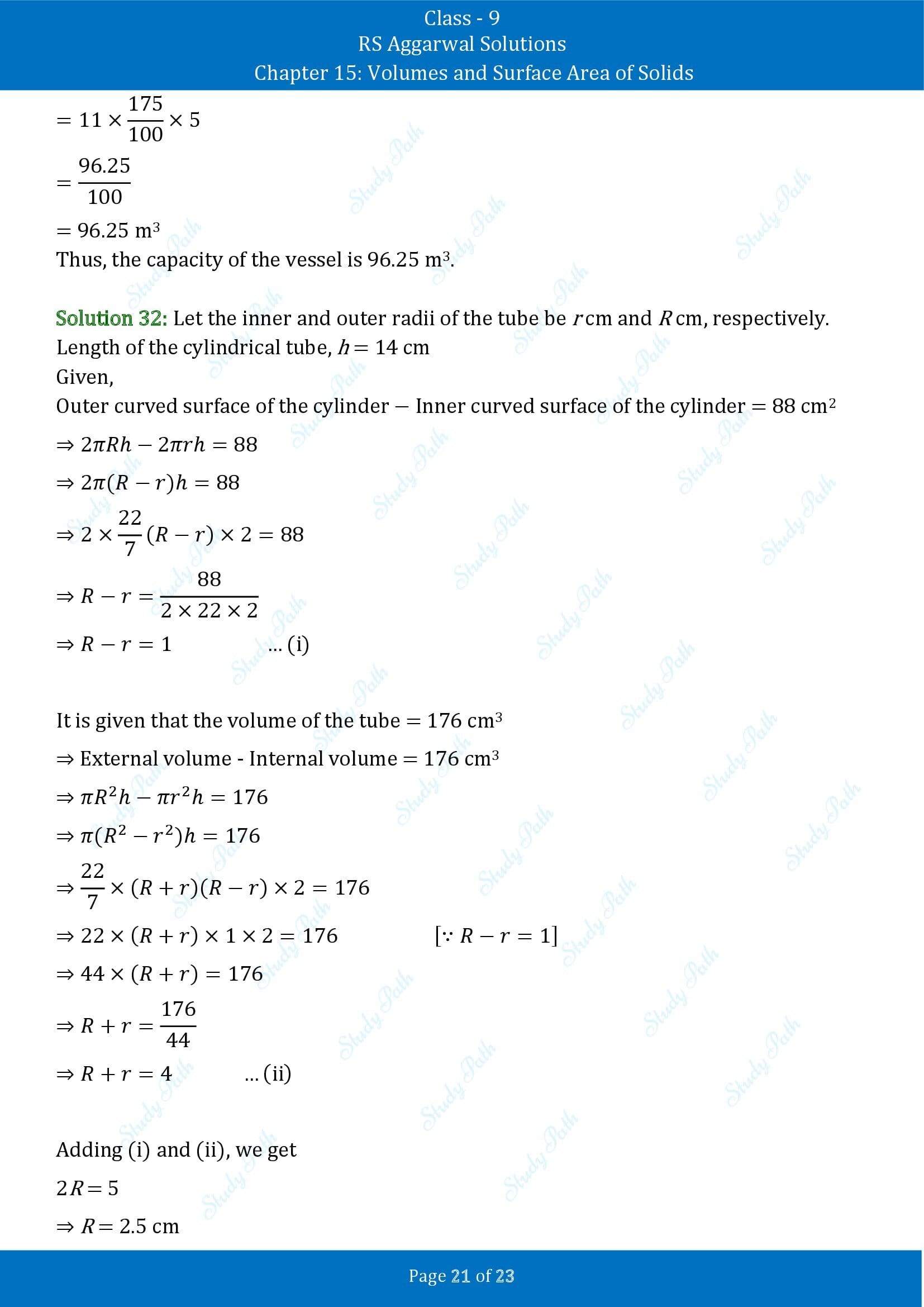 RS Aggarwal Solutions Class 9 Chapter 15 Volumes and Surface Area of Solids Exercise 15B 00021