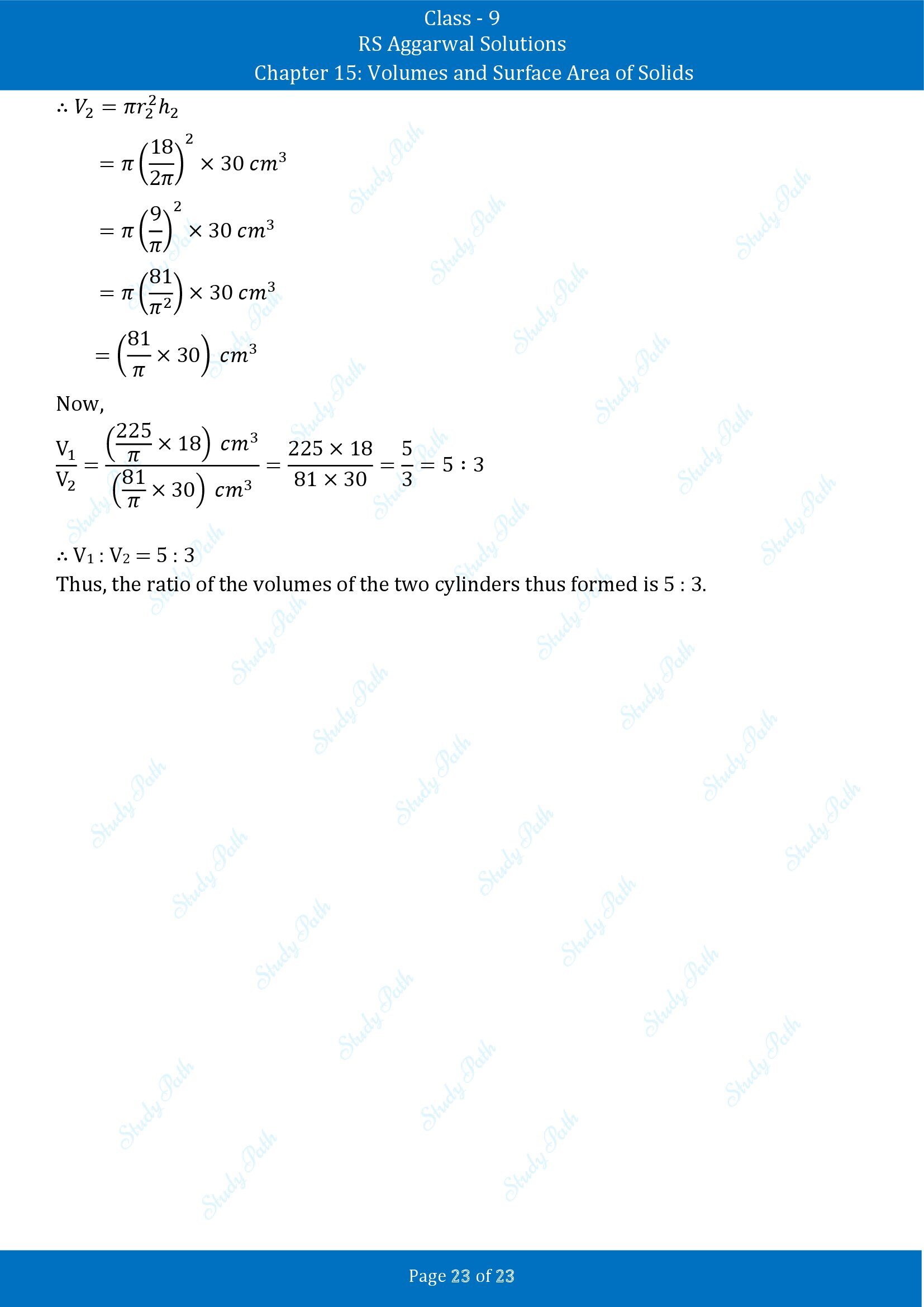 RS Aggarwal Solutions Class 9 Chapter 15 Volumes and Surface Area of Solids Exercise 15B 00023